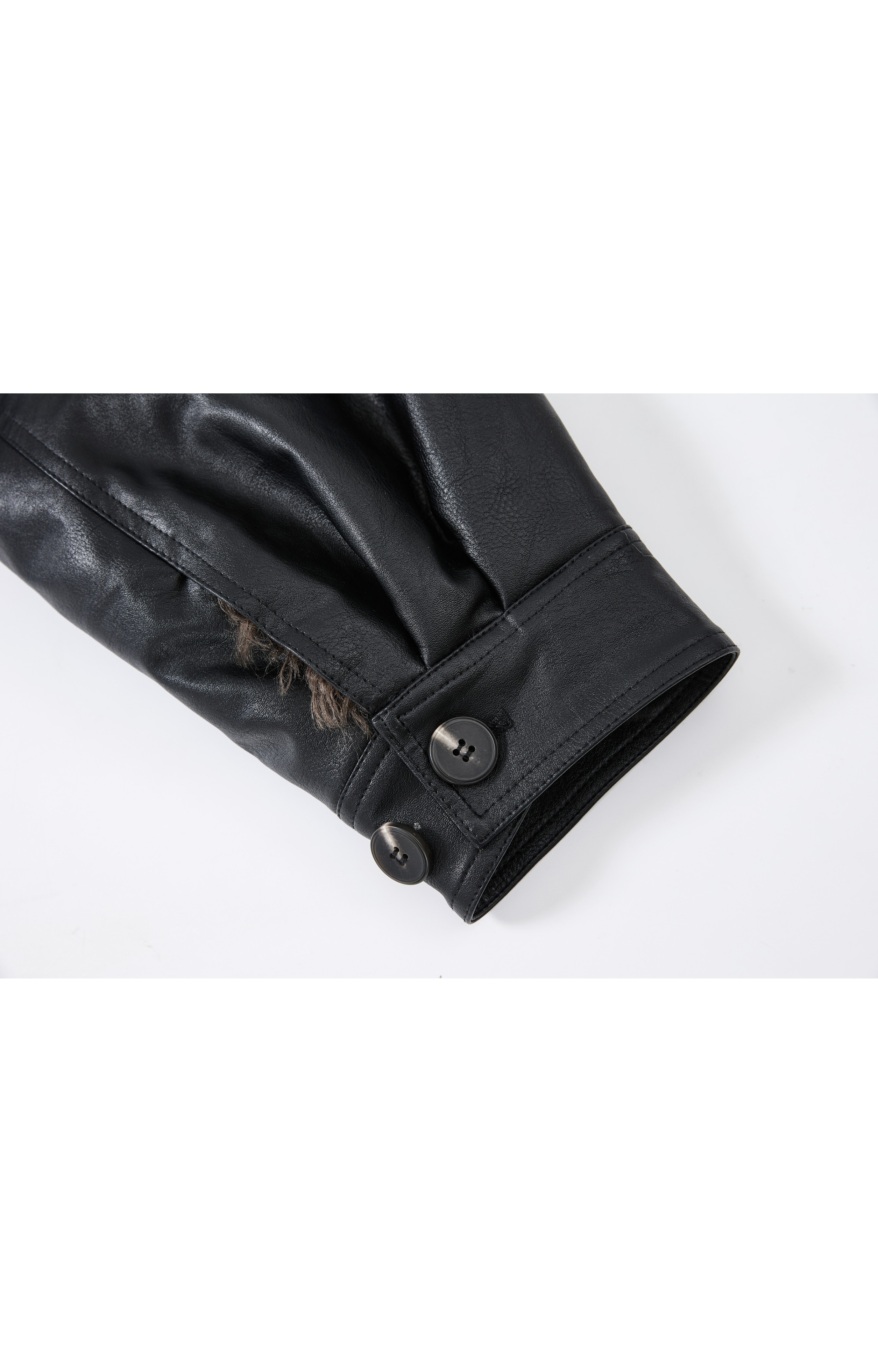 FUR LAPEL LEATHER JACKET