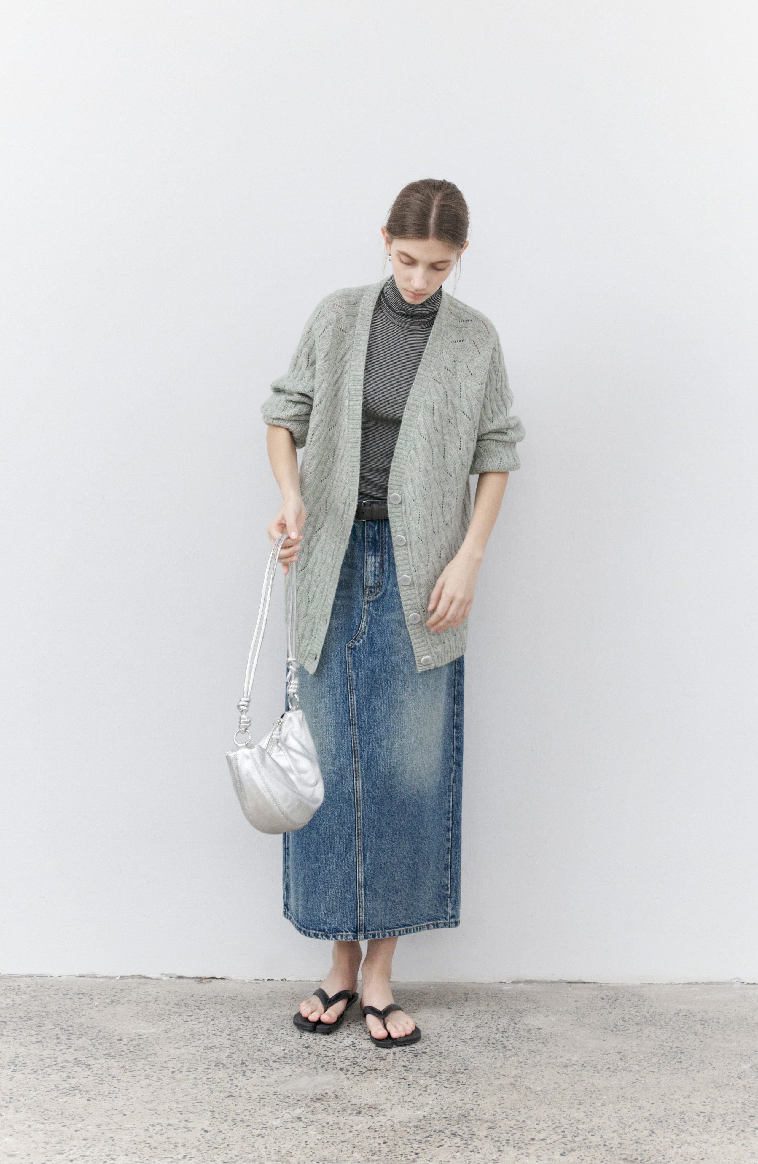 BASIC SLIT DENIM SKIRT