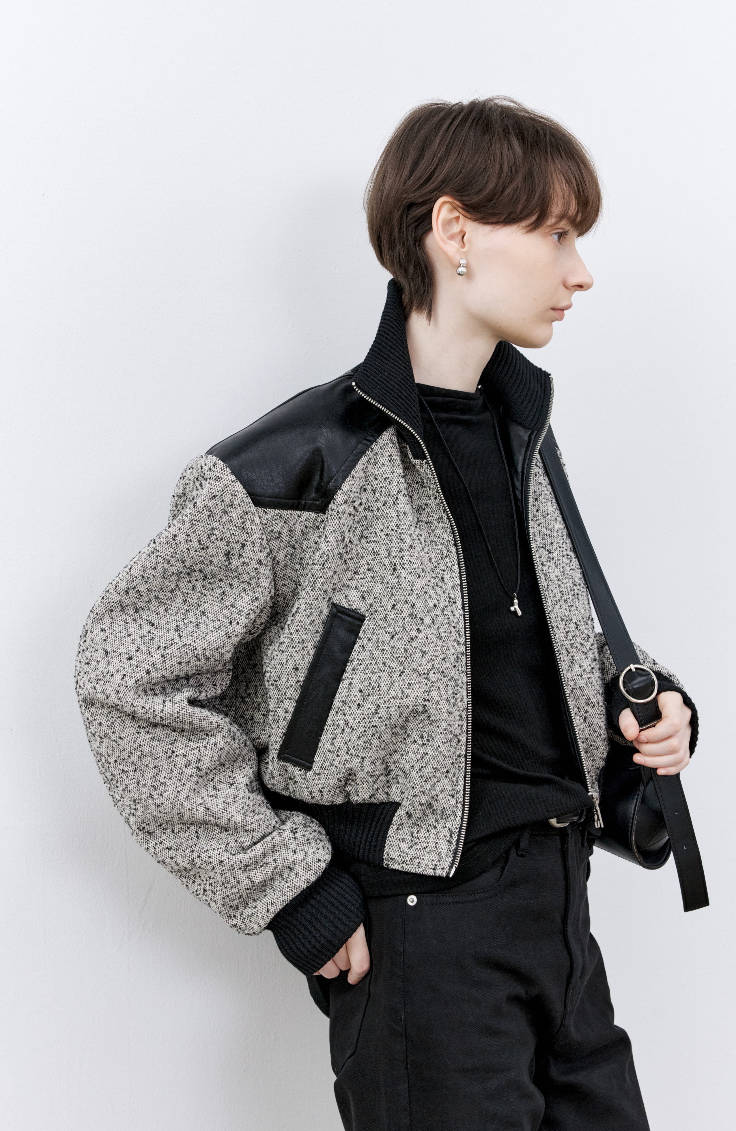 MIXED DESIGN SHORT JACKET