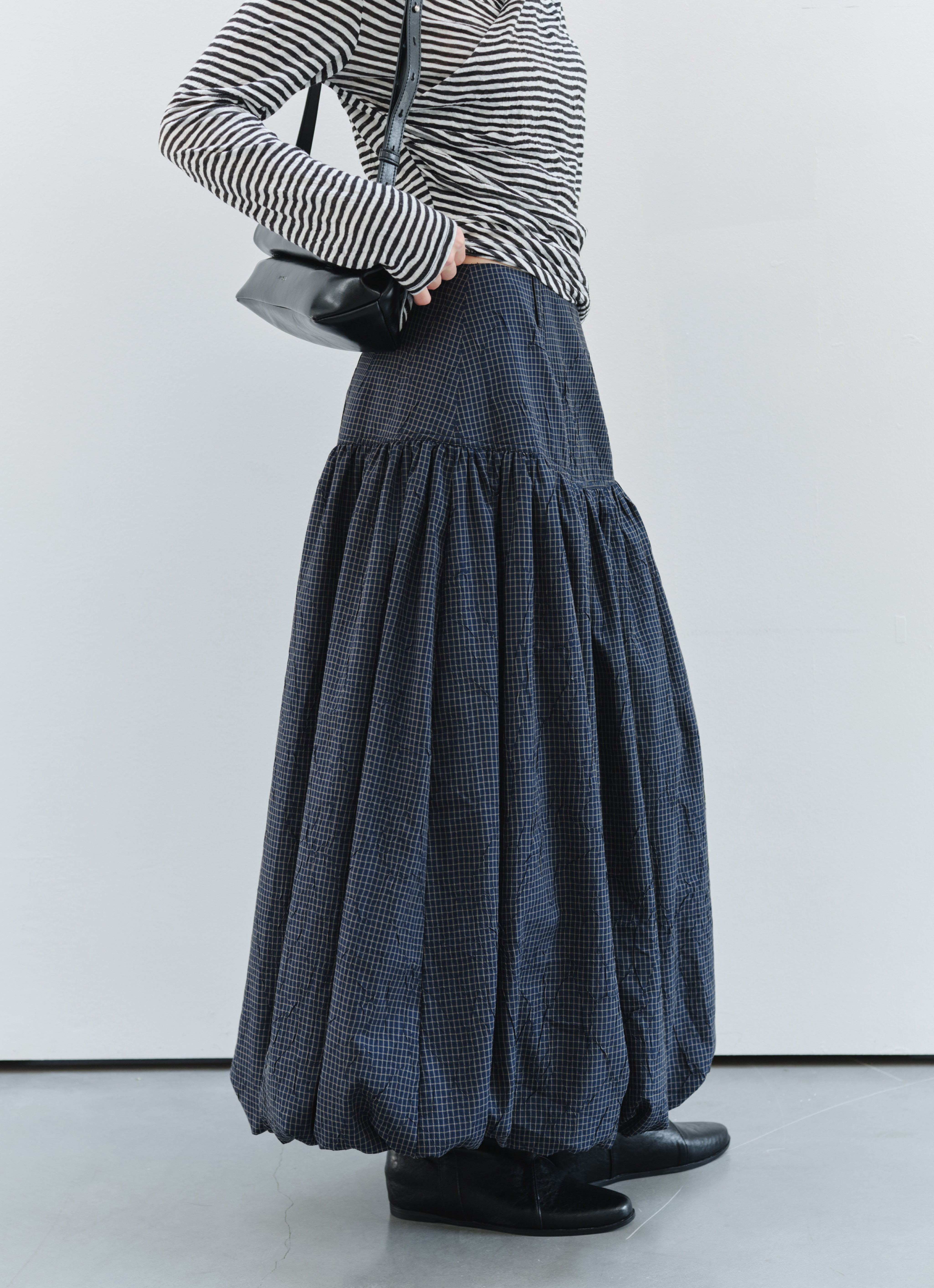 GRID CHECK BALLOON SKIRT