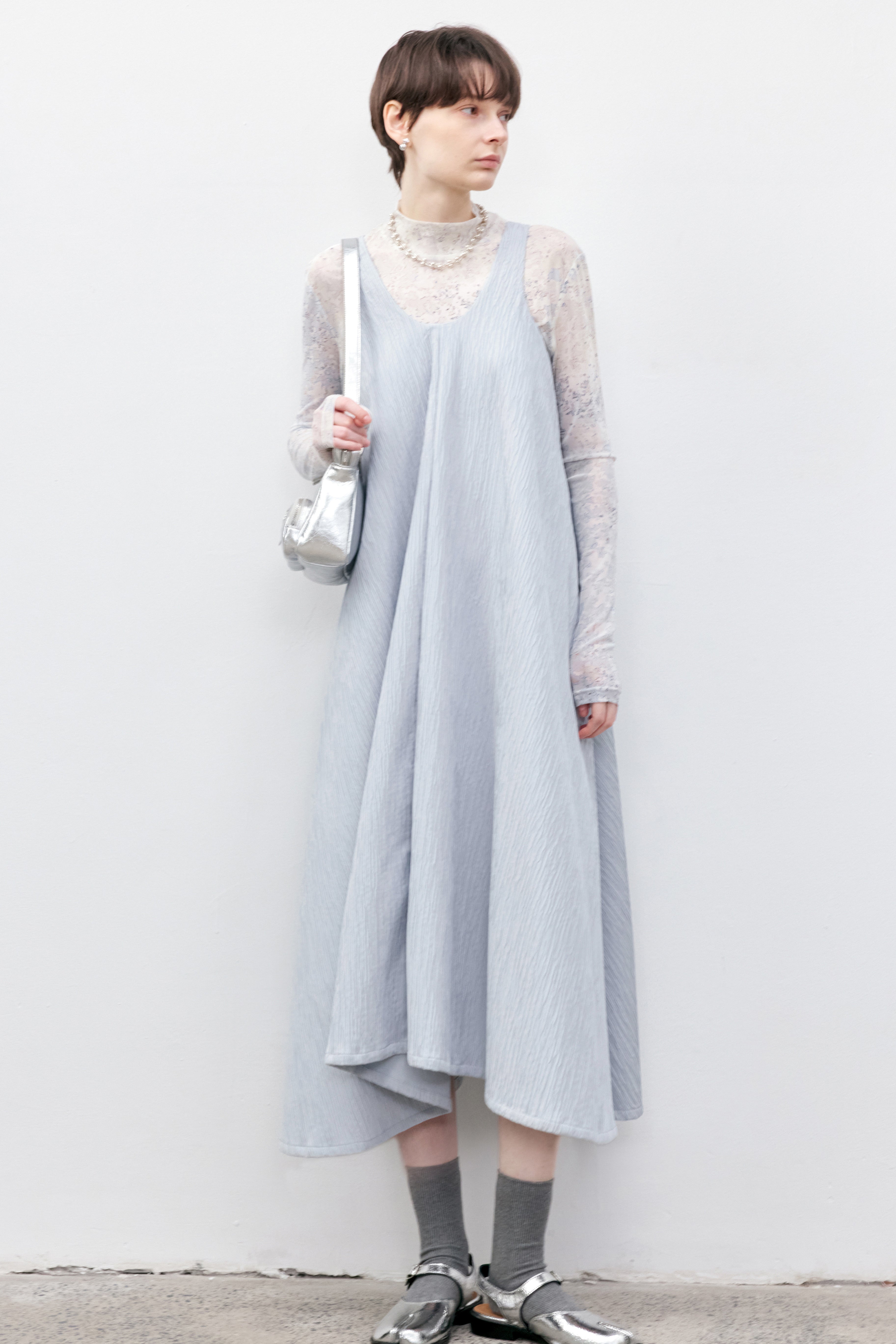 WRINKLE FLARE NATURAL DRESS