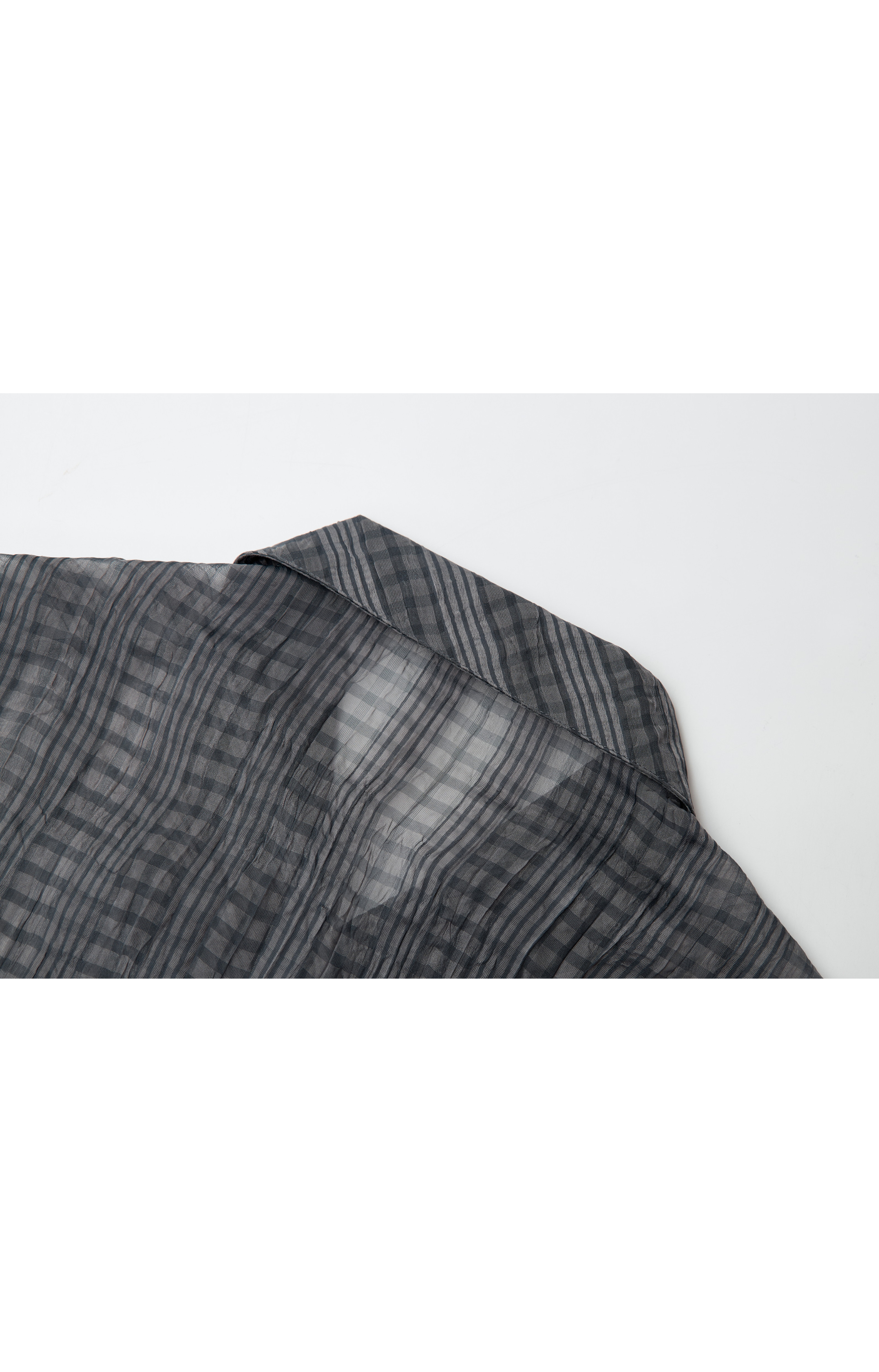 WRINKLED PLAID SHEER SHIRT