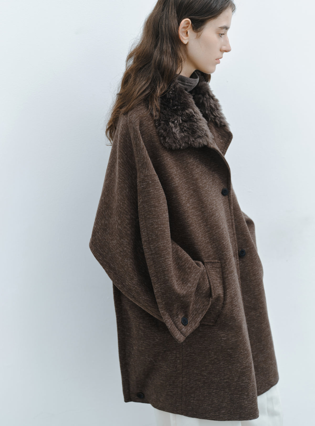 BATWING SLEEVE FUR COAT