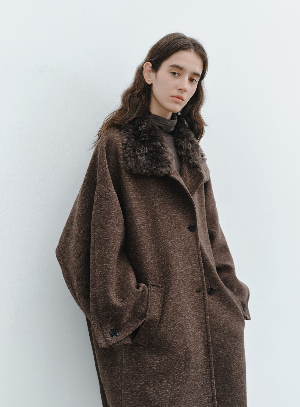 BATWING SLEEVE FUR COAT