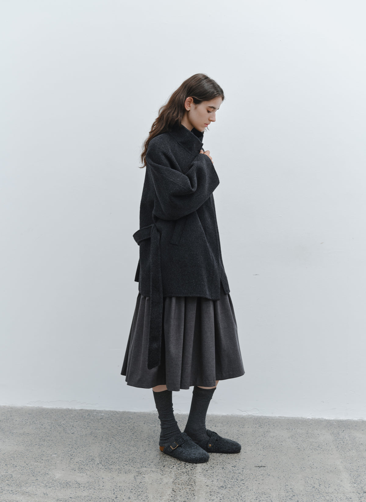 FEATHER WOOL100% MIDI COAT