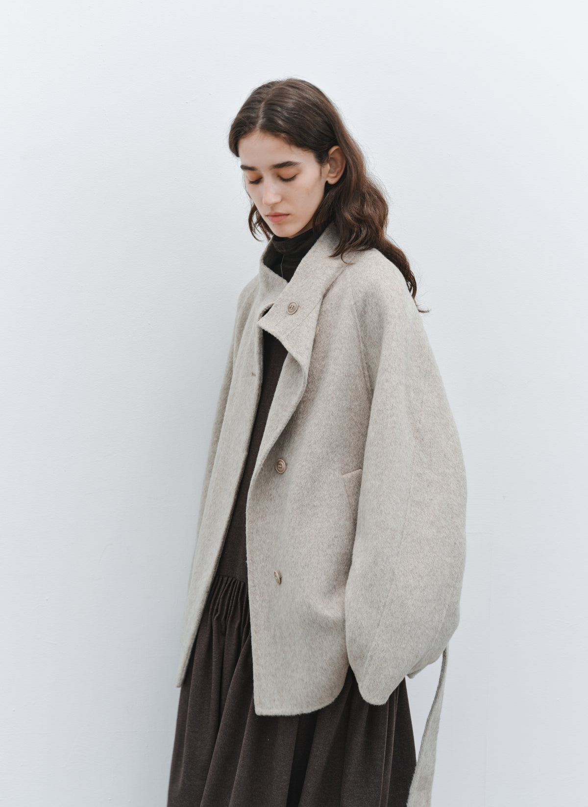 FEATHER WOOL100% MIDI COAT
