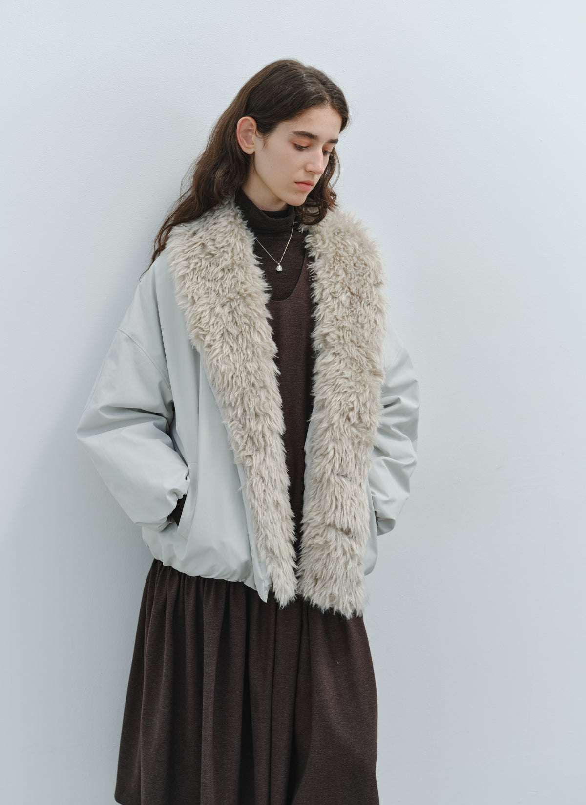 FUR LAPEL VOLUME BLOUSON