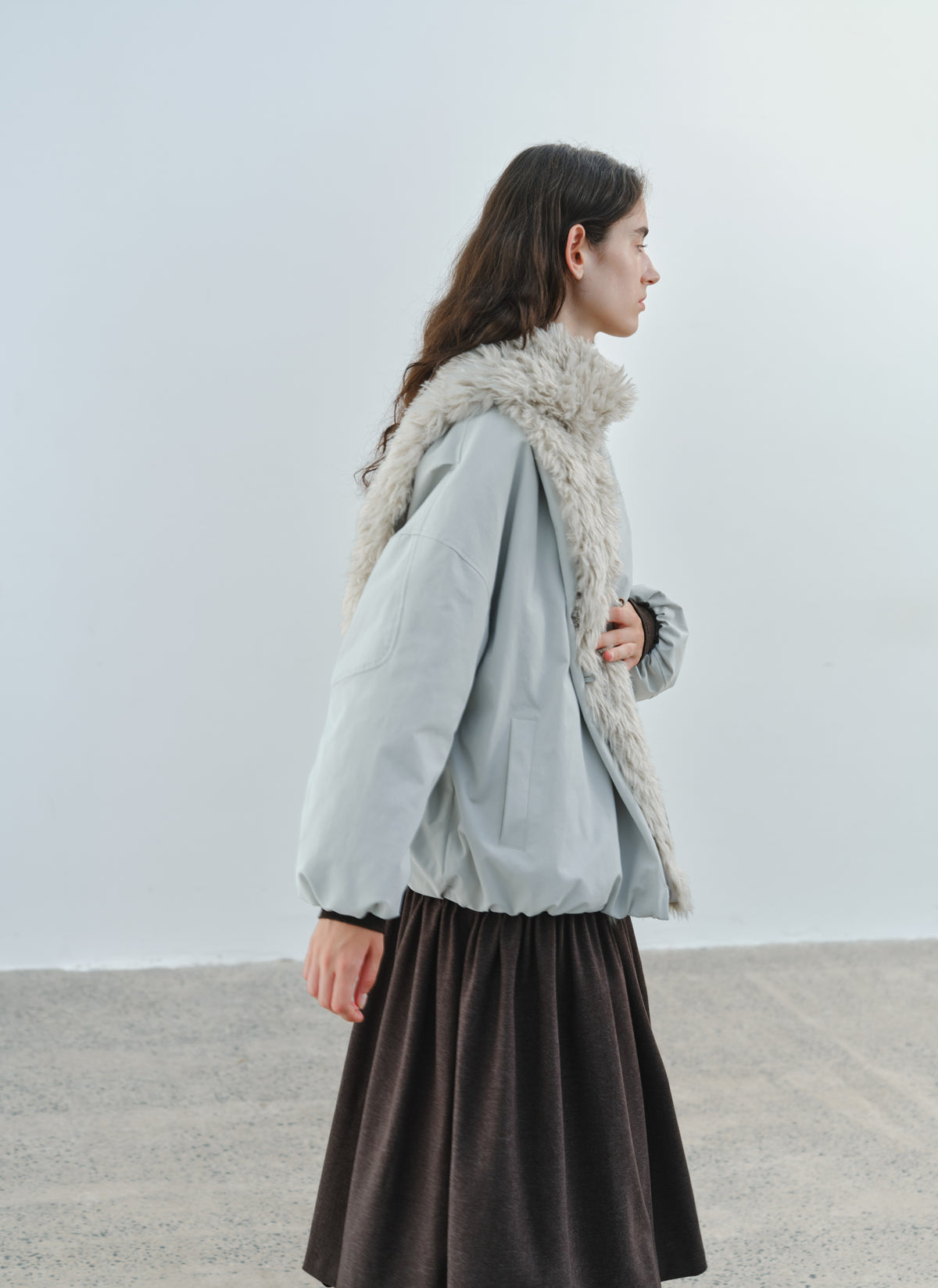 FUR LAPEL VOLUME BLOUSON
