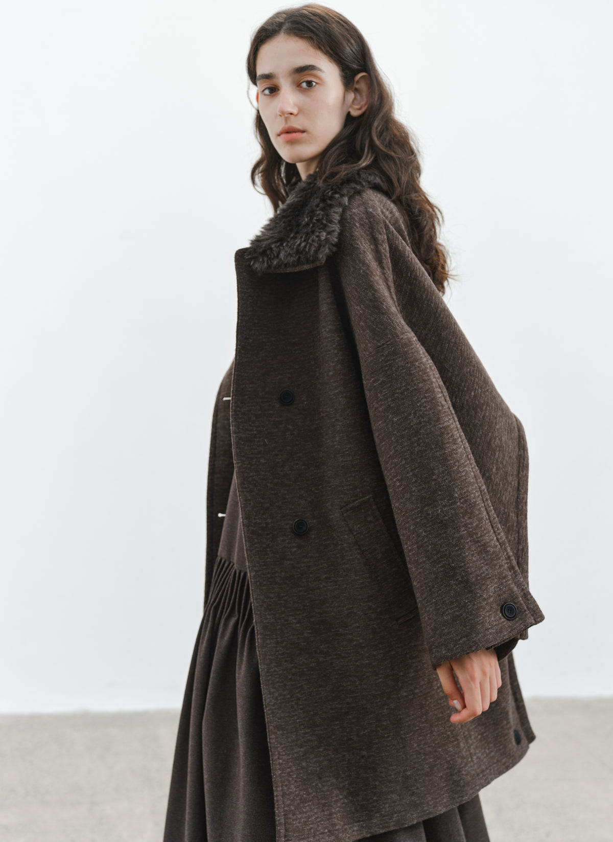 BATWING SLEEVE FUR COAT