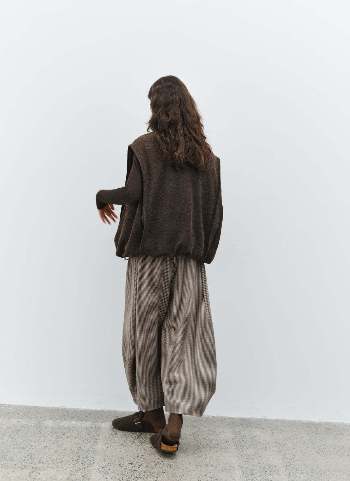 CHECK COCOON WIDE PANTS
