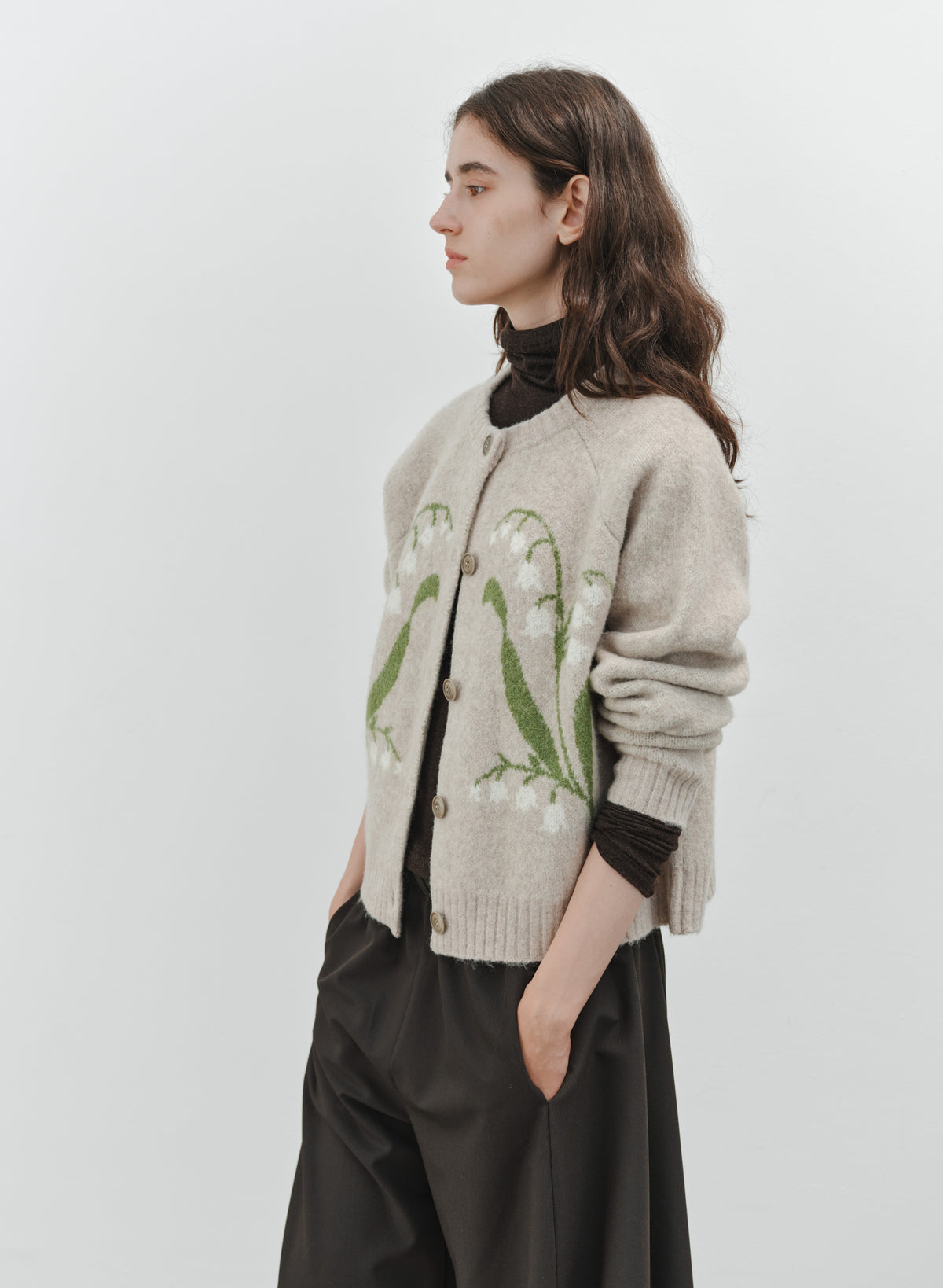 LILY PATTERN WARM CARDIGAN