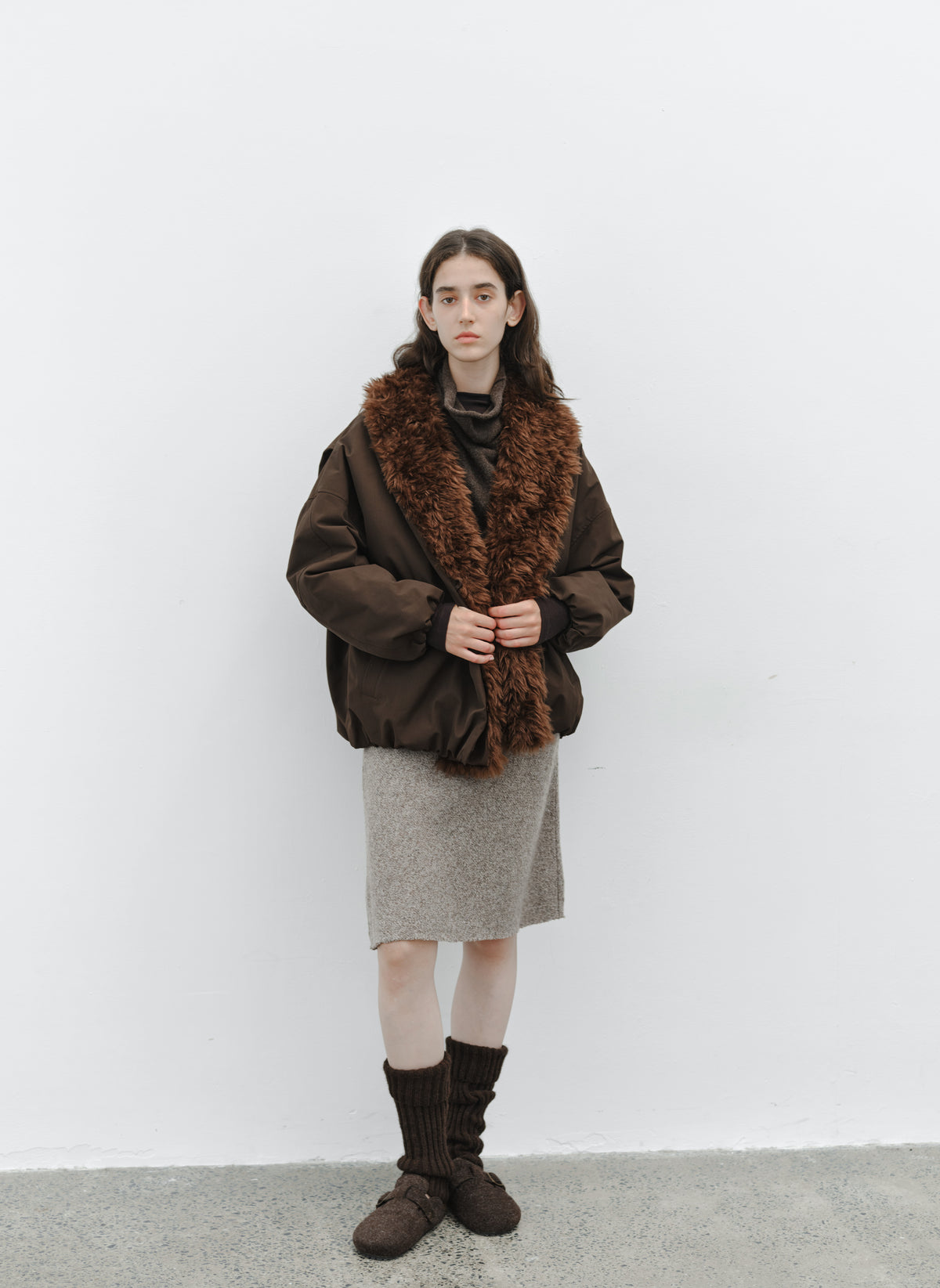 FUR LAPEL VOLUME BLOUSON