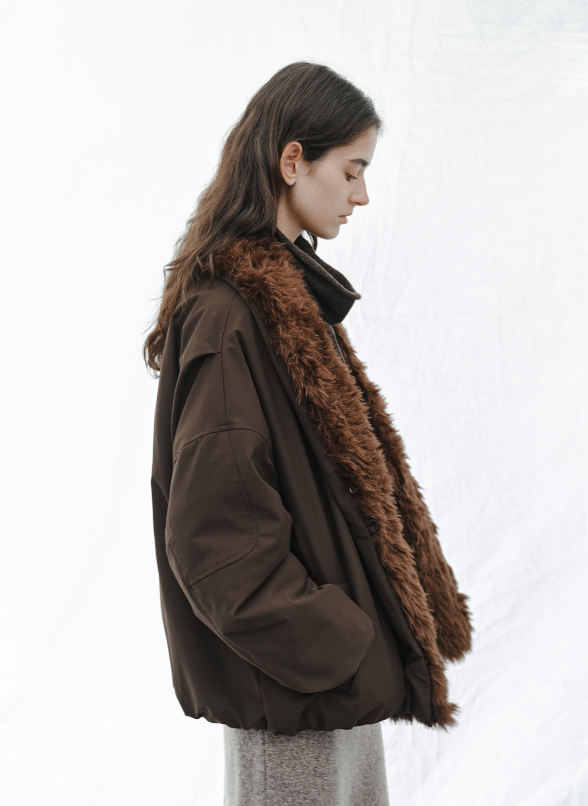 FUR LAPEL VOLUME BLOUSON