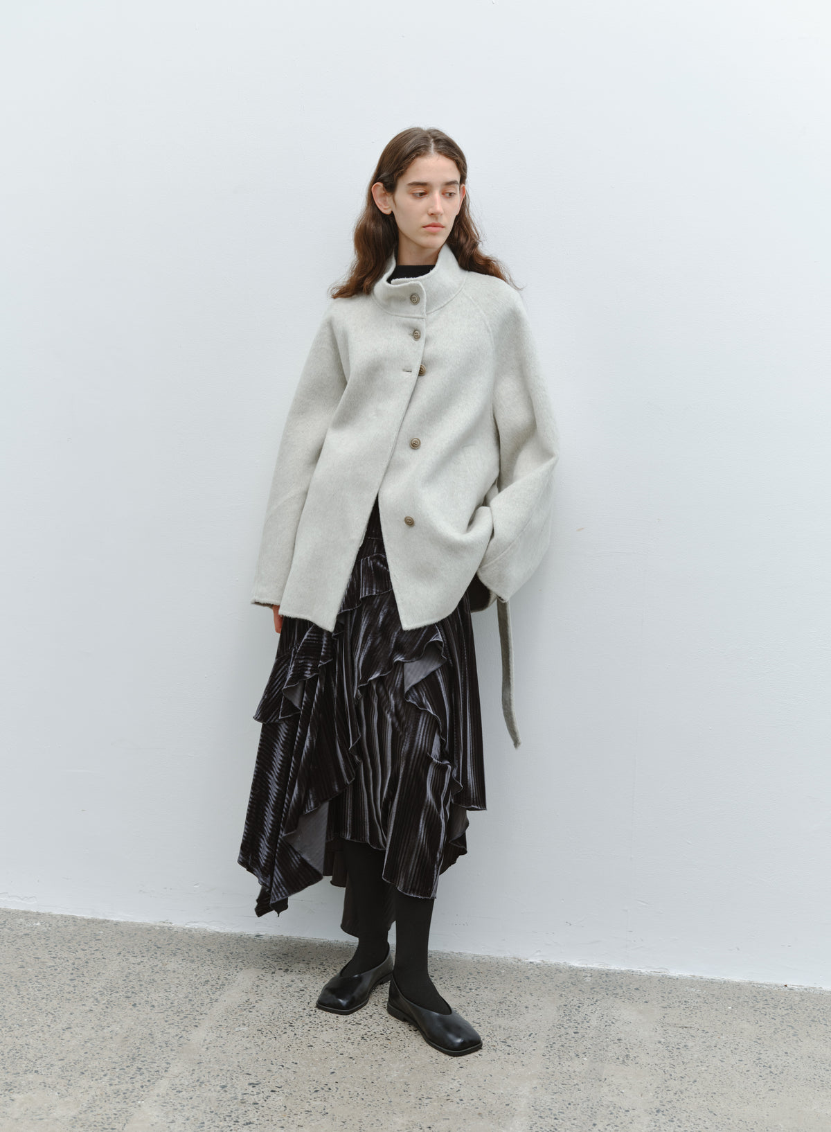 FEATHER WOOL100% MIDI COAT