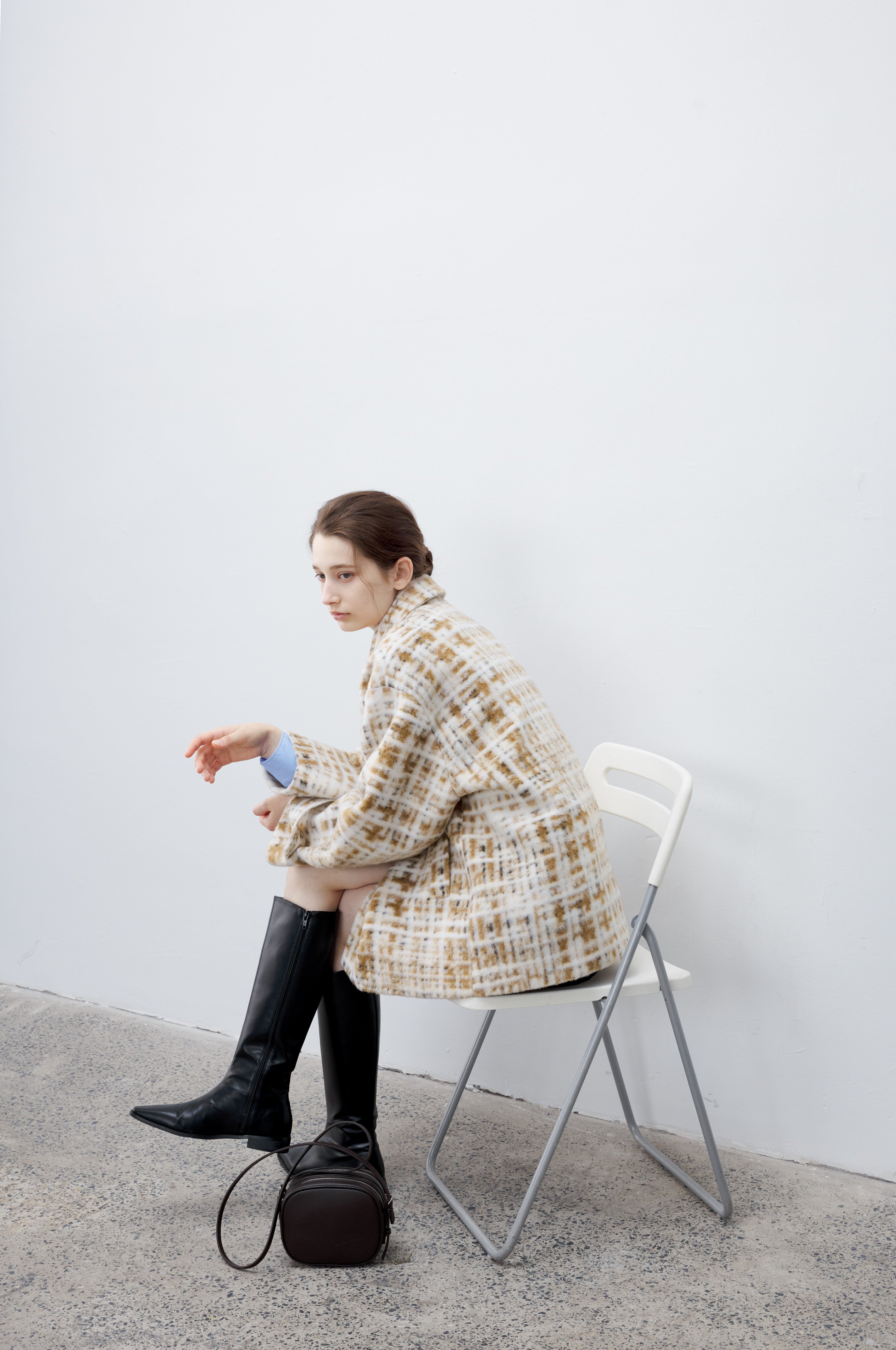 HAZY PLAID DESIGN SOFT JACKET