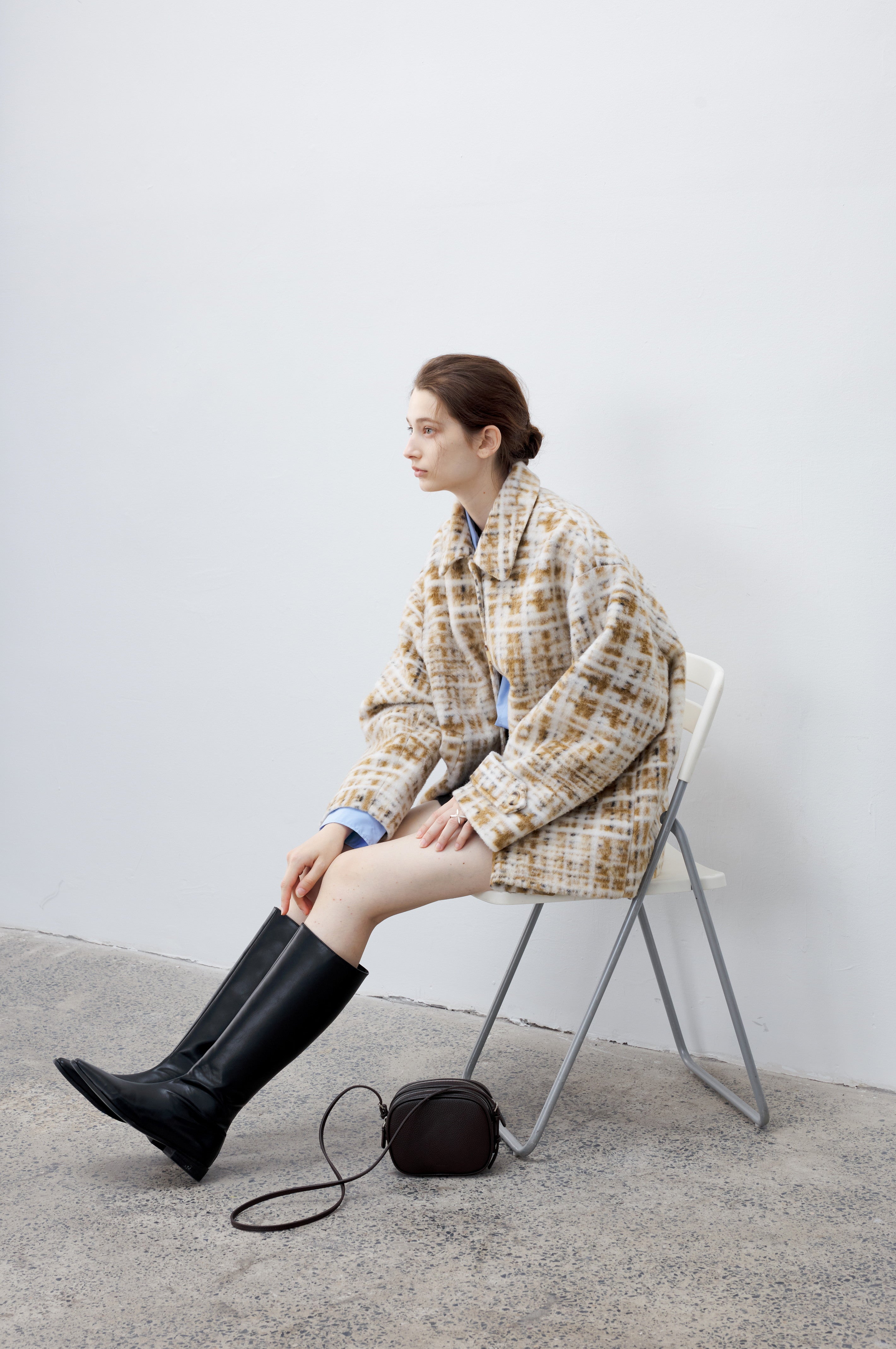 HAZY PLAID DESIGN SOFT JACKET
