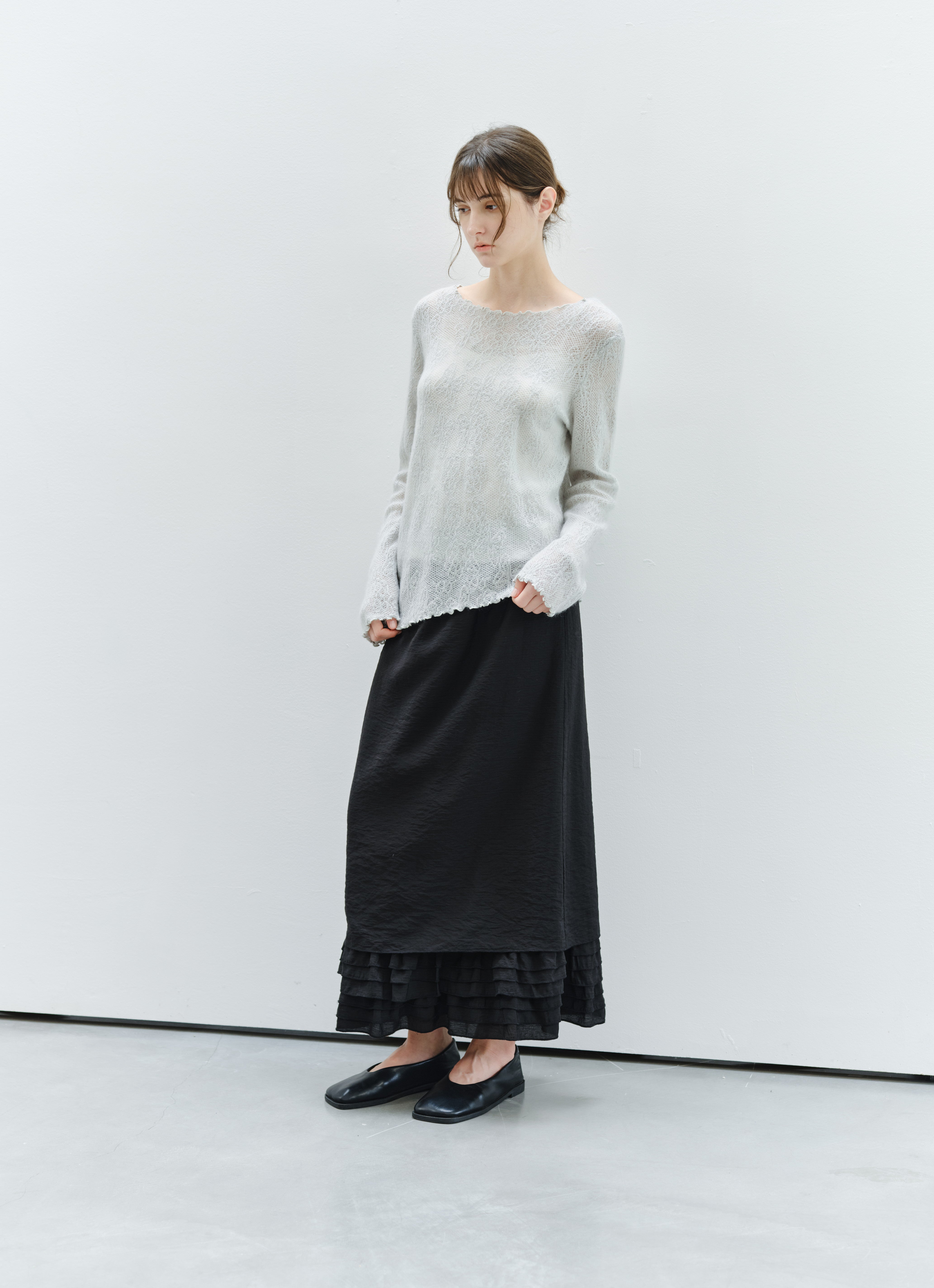 SHEER JACQUARD WOOL SWEATER