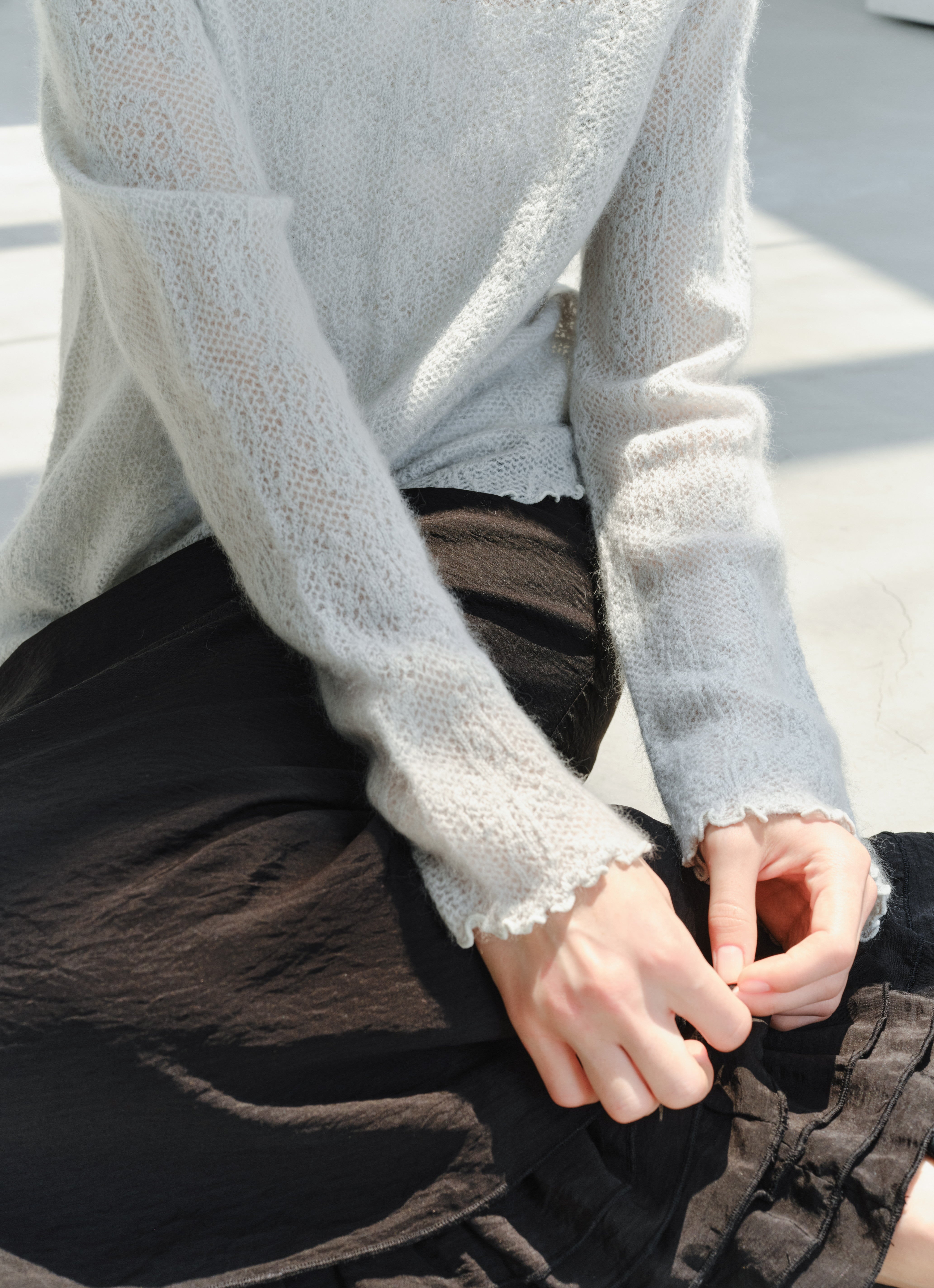 SHEER JACQUARD WOOL SWEATER