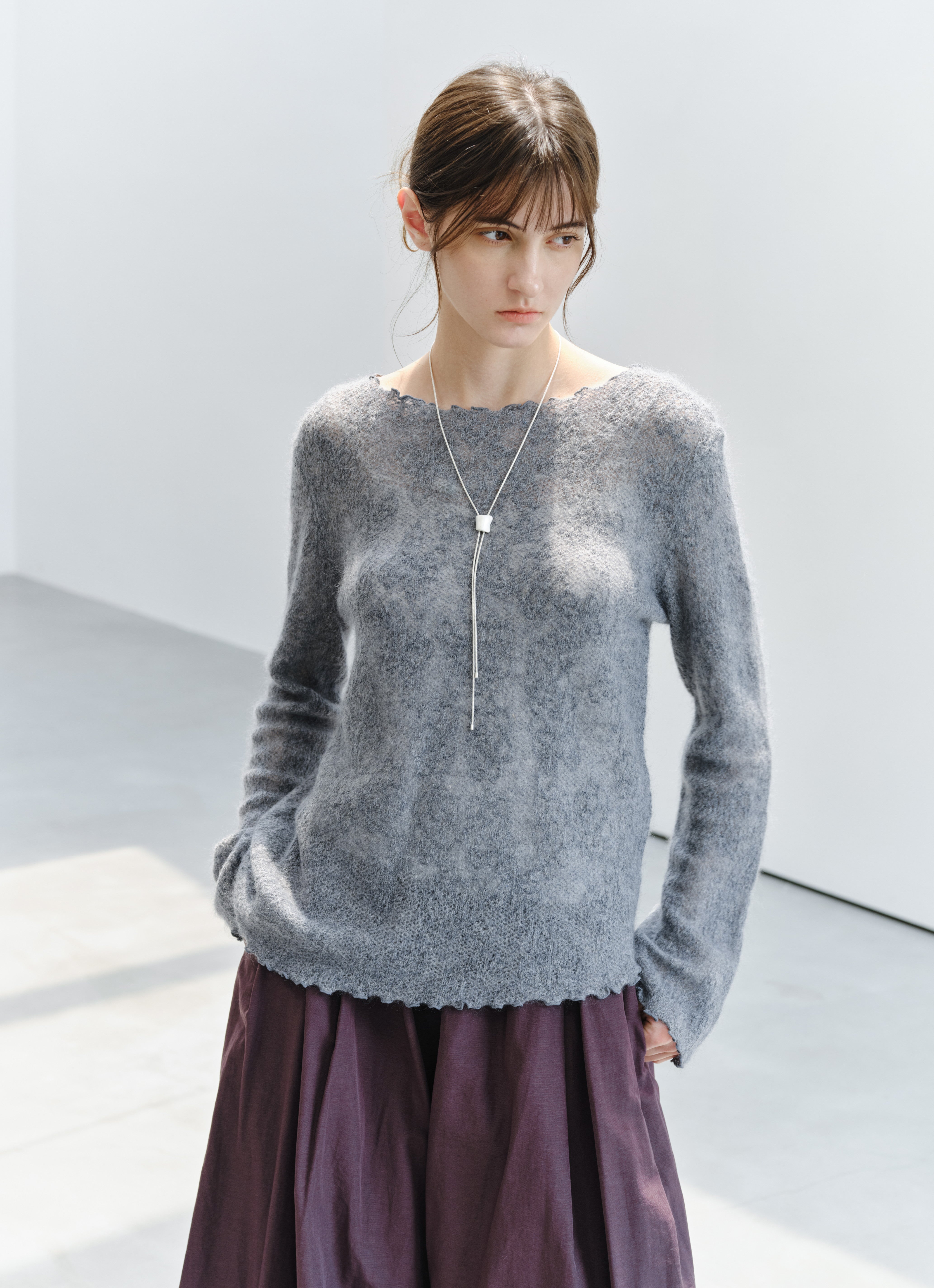 SHEER JACQUARD WOOL SWEATER