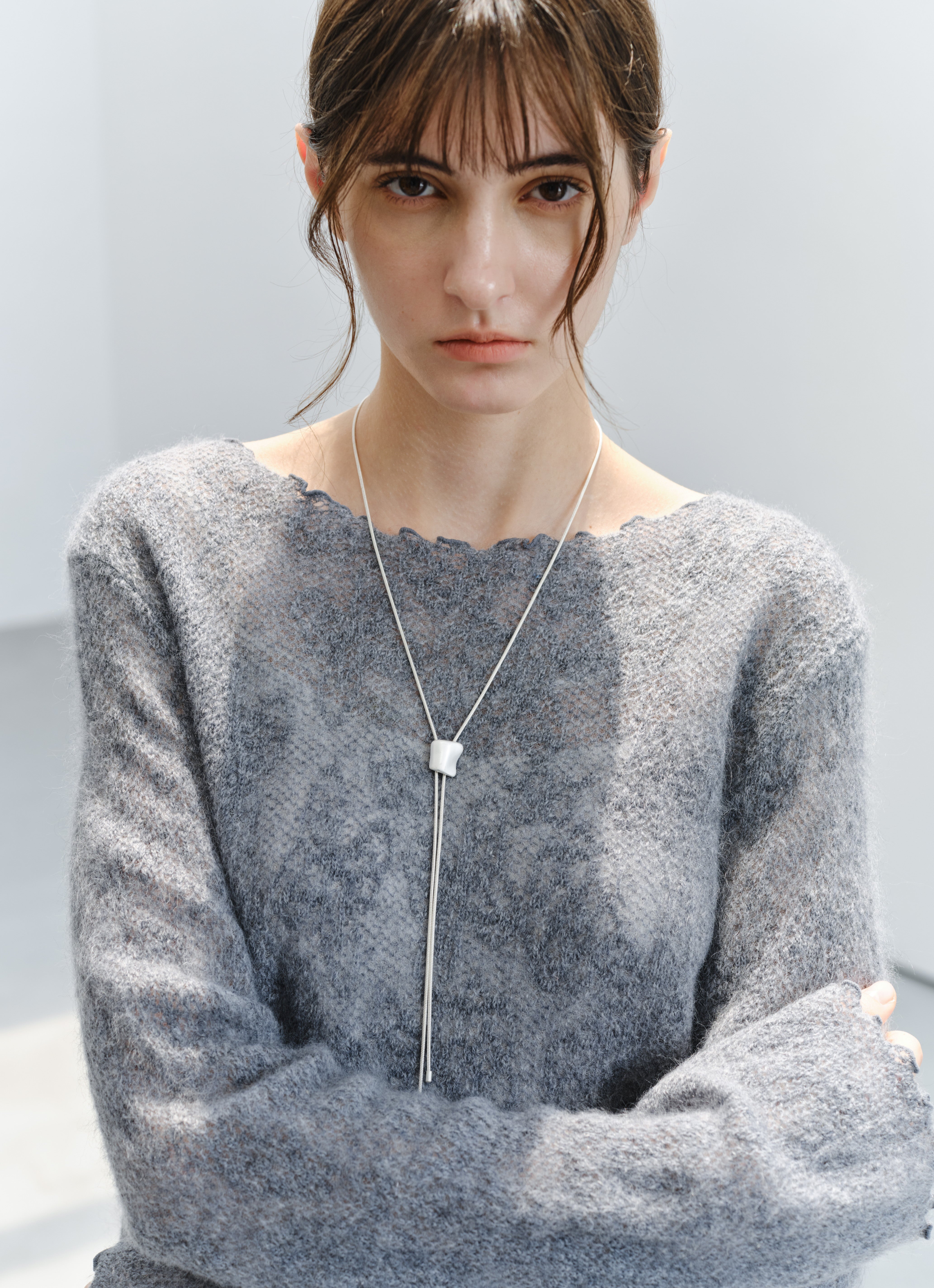 SHEER JACQUARD WOOL SWEATER