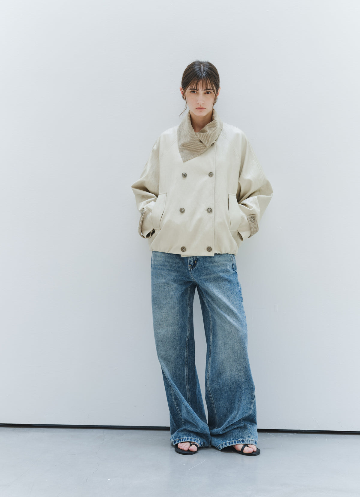 WRAP LAPEL LEATHER TRENCH