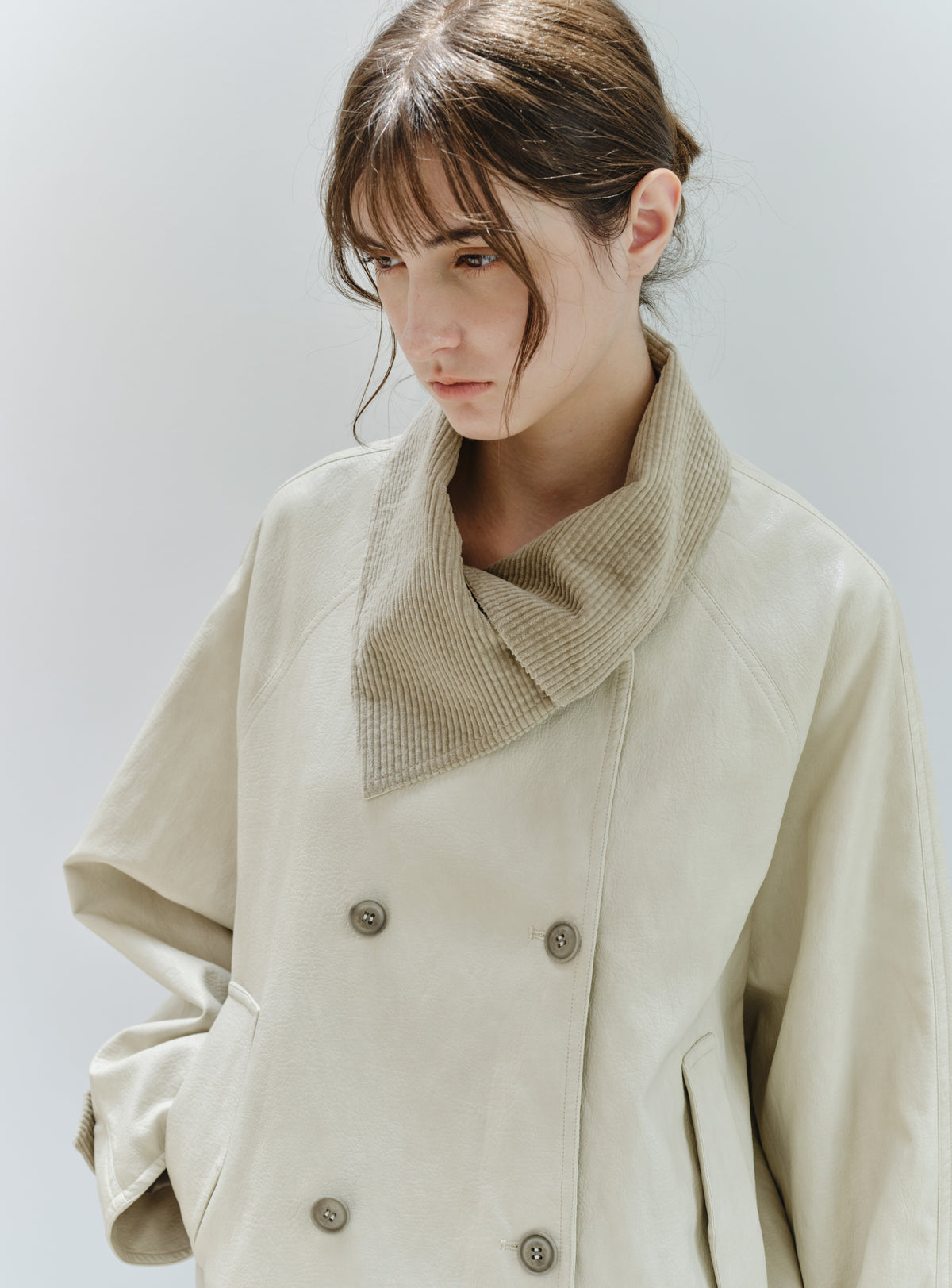 WRAP LAPEL LEATHER TRENCH