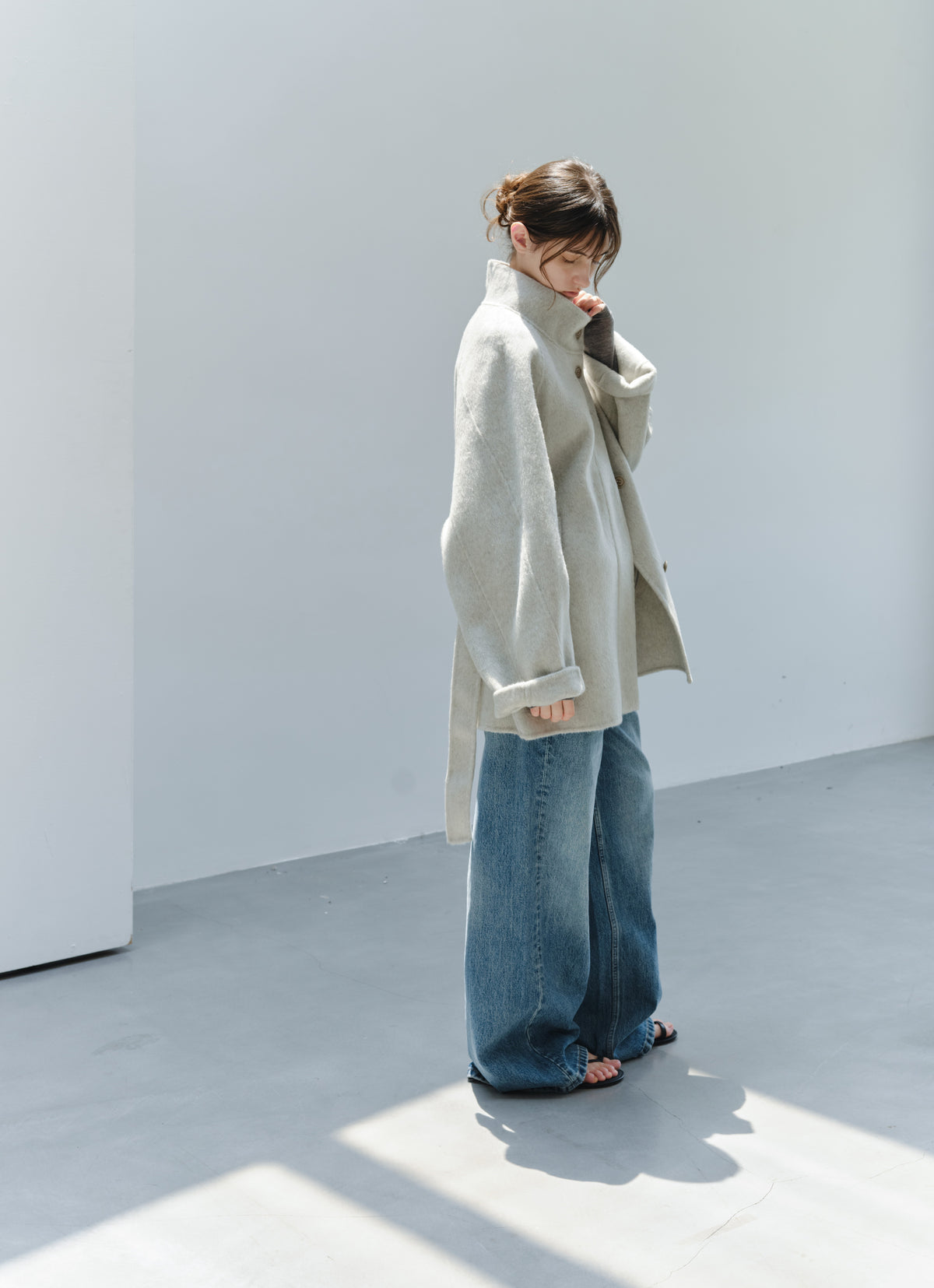FEATHER WOOL100% MIDI COAT