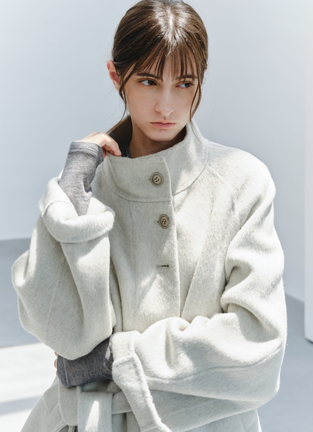 FEATHER WOOL100% MIDI COAT