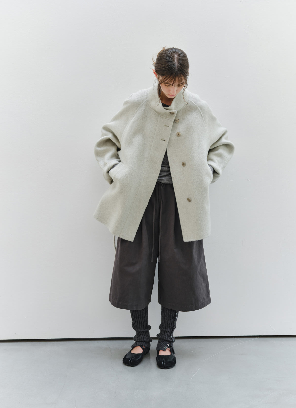 FEATHER WOOL100% MIDI COAT