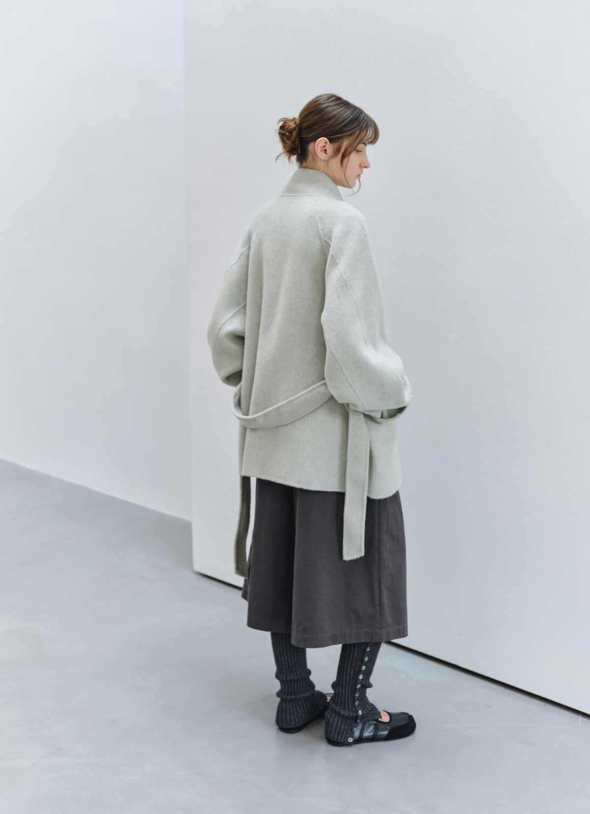 FEATHER WOOL100% MIDI COAT