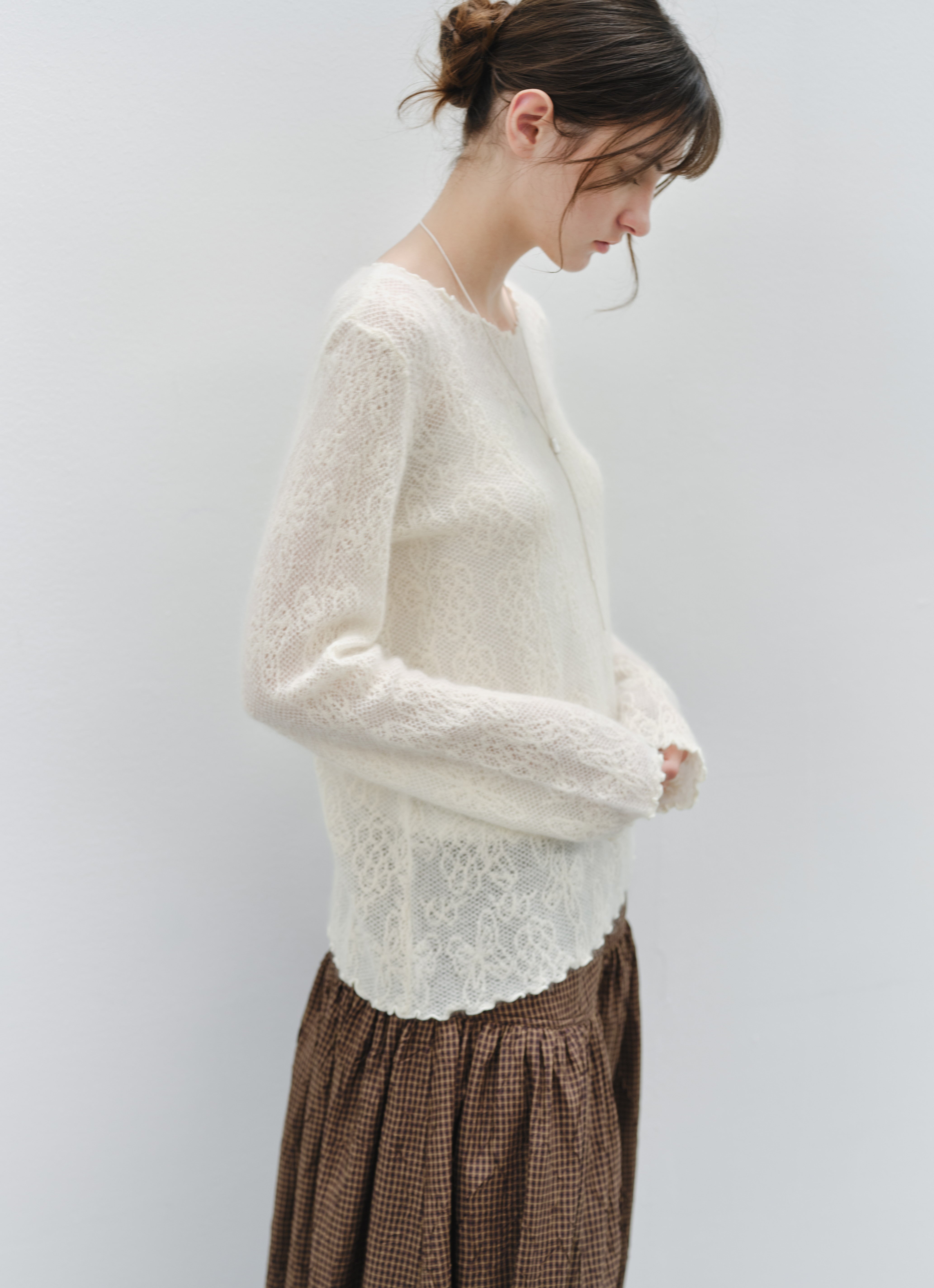 SHEER JACQUARD WOOL SWEATER