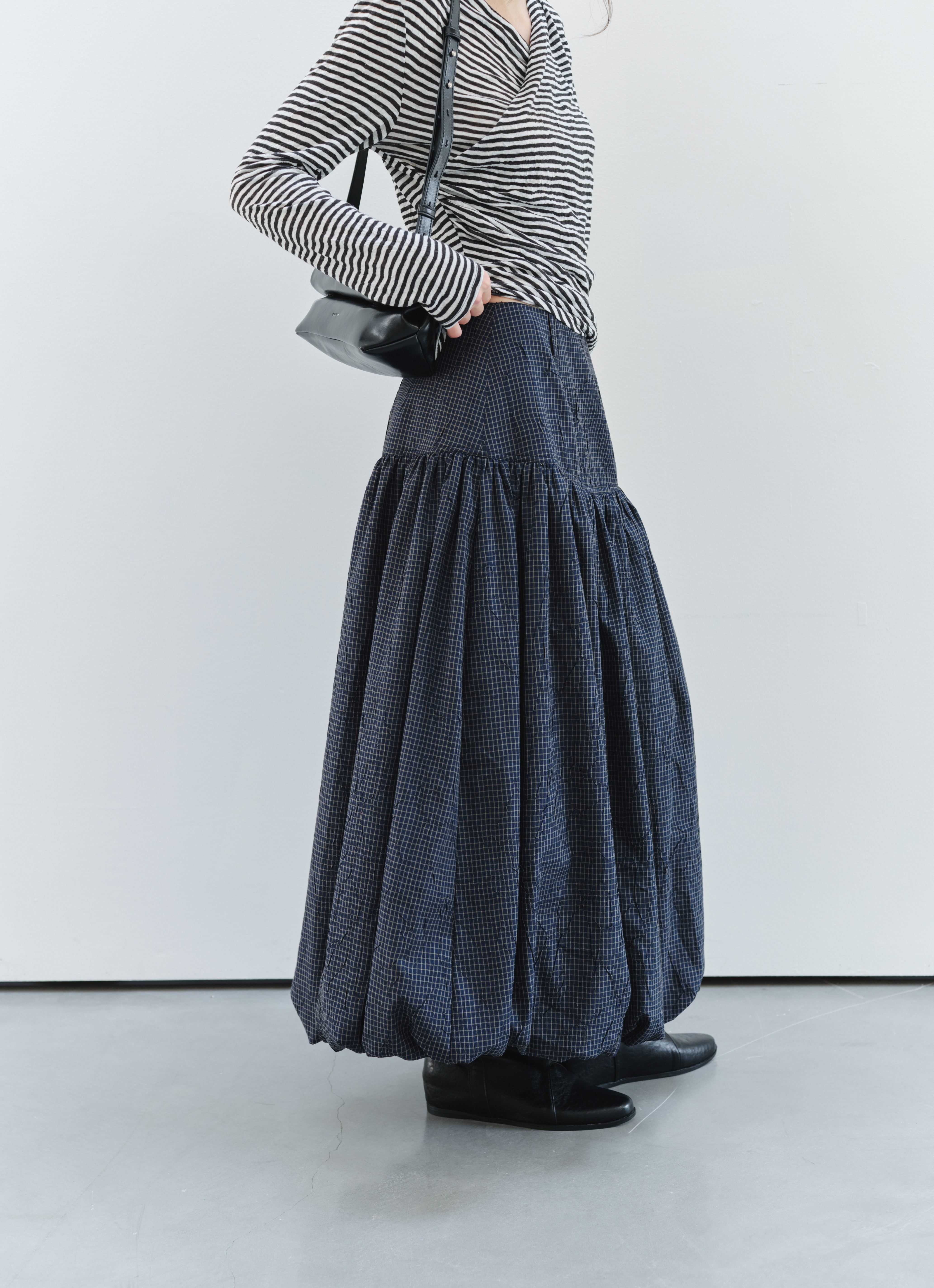 GRID CHECK BALLOON SKIRT