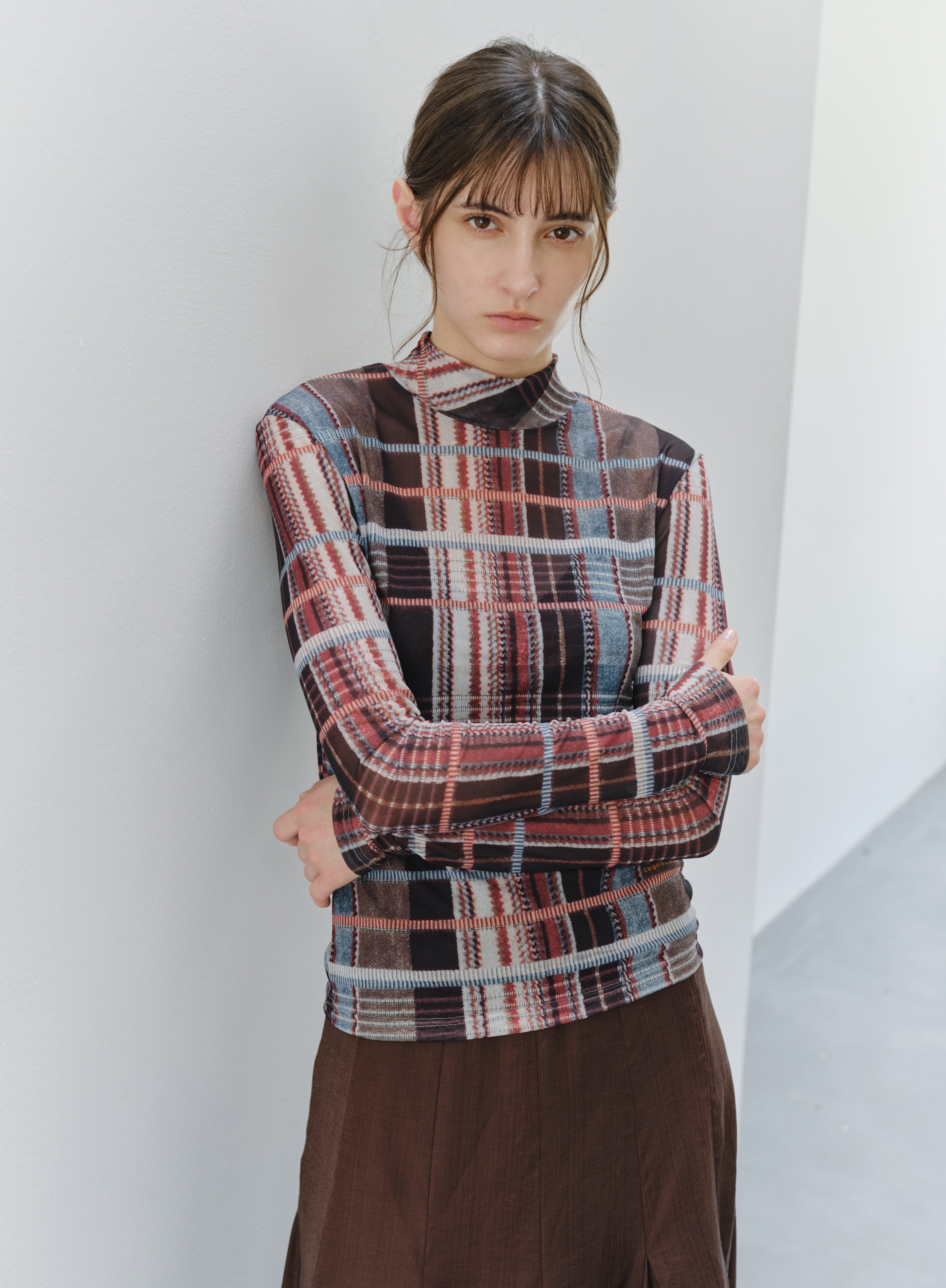 WAVE CHECK SHEER TOP