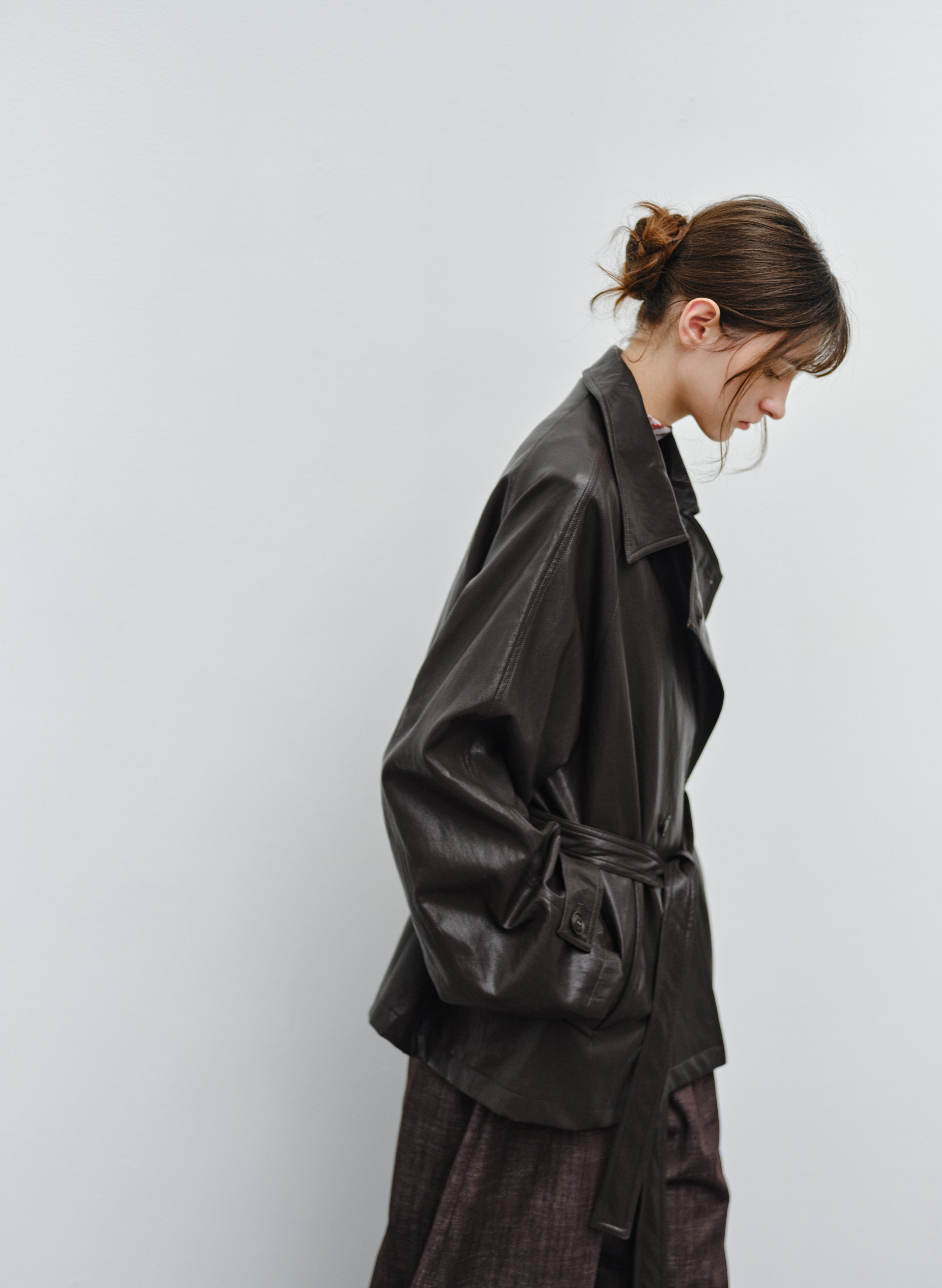 LEATHER TEXTURE CLASSIC TRENCH