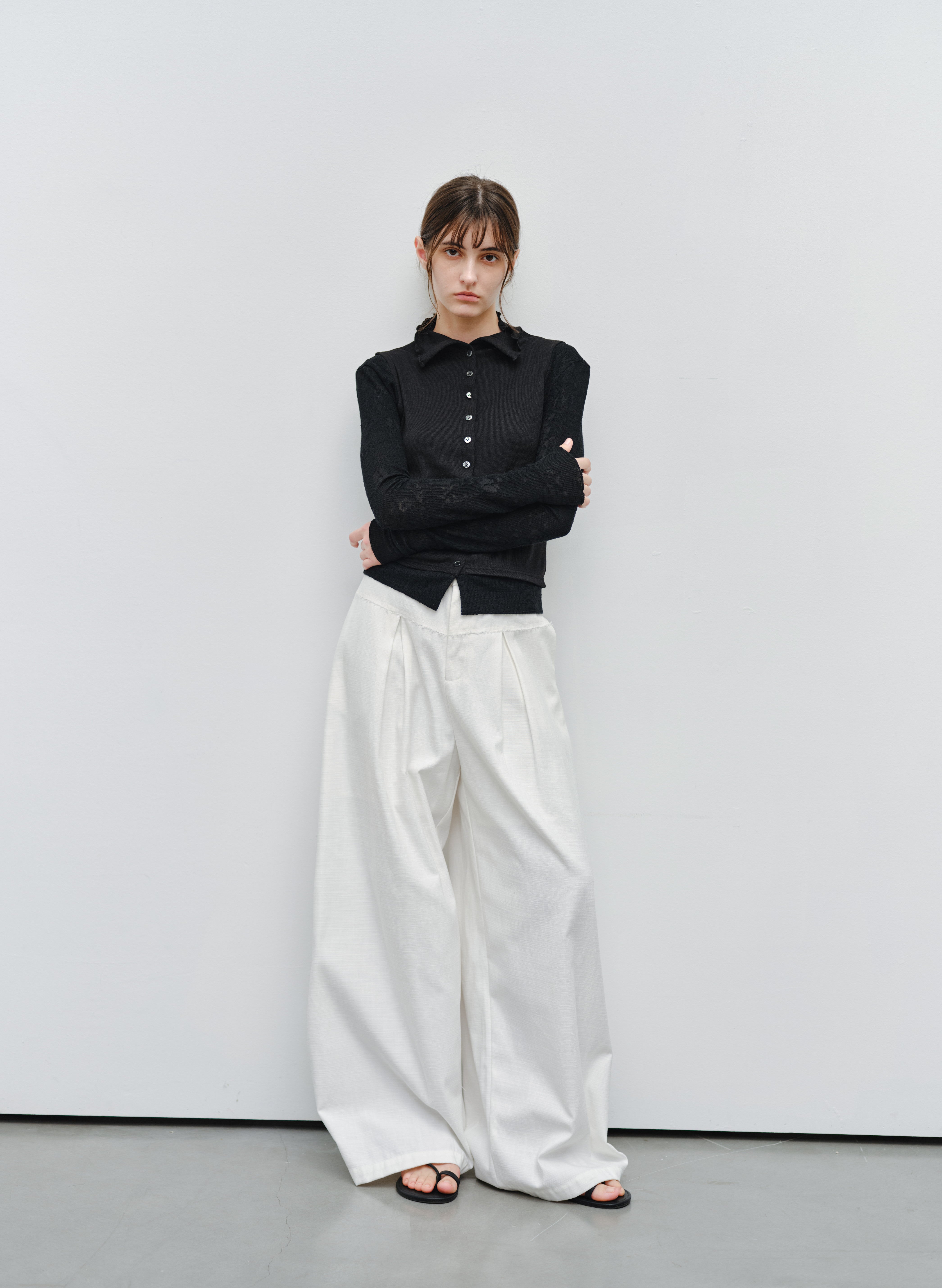 JACQUARD SLEEVE FIT TOP