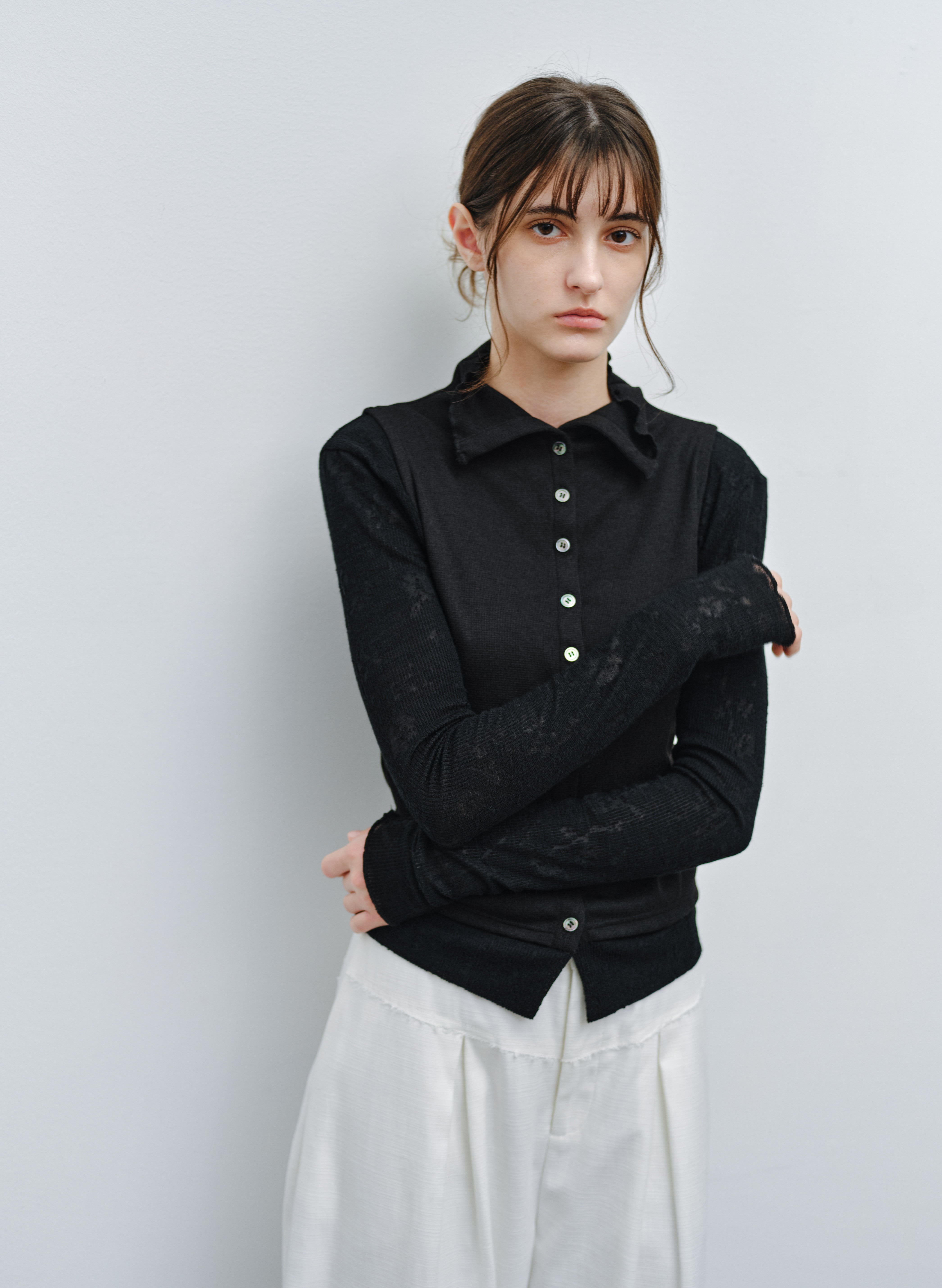 JACQUARD SLEEVE FIT TOP