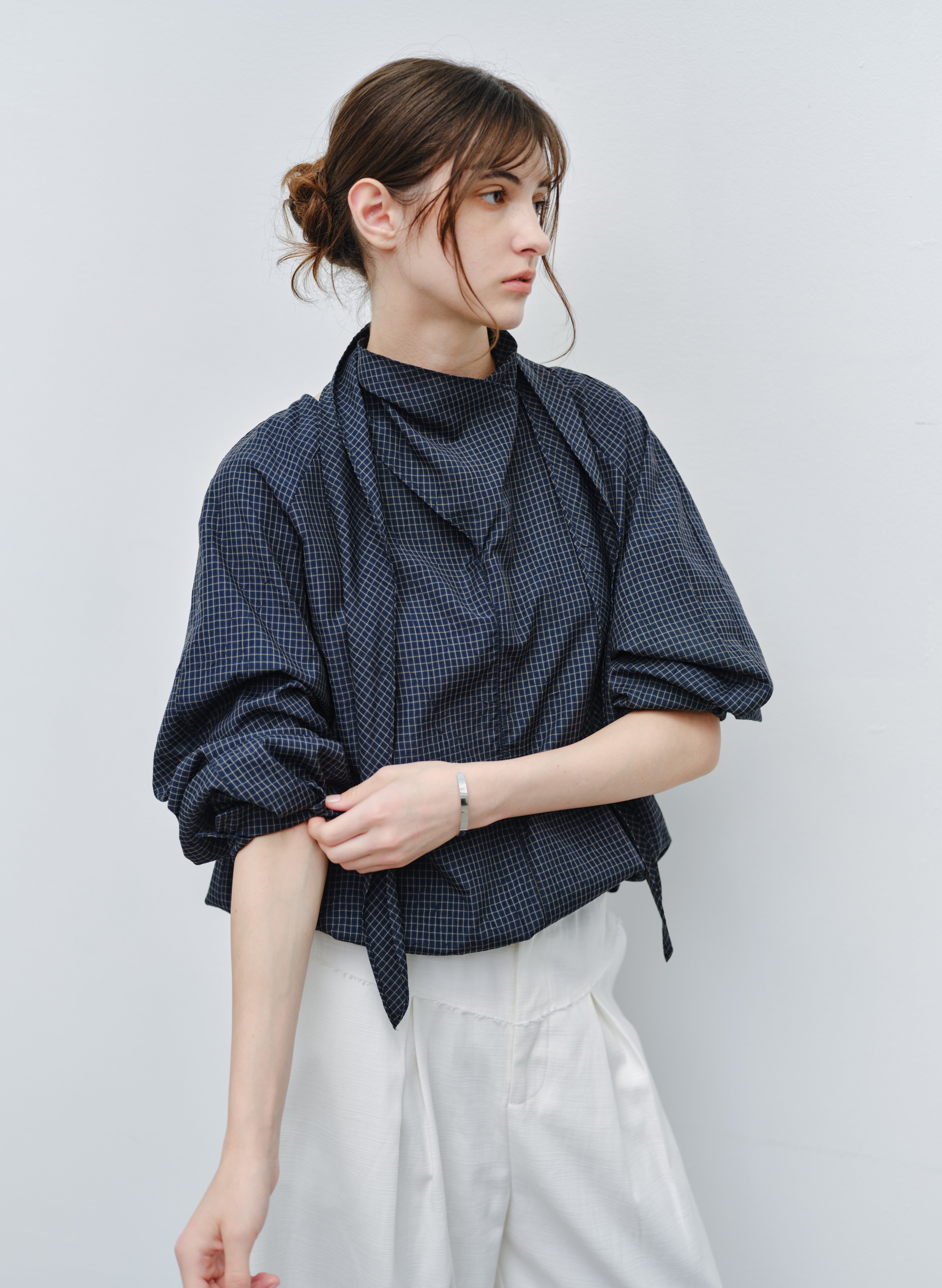 GRID CHECK SCARF SHIRT