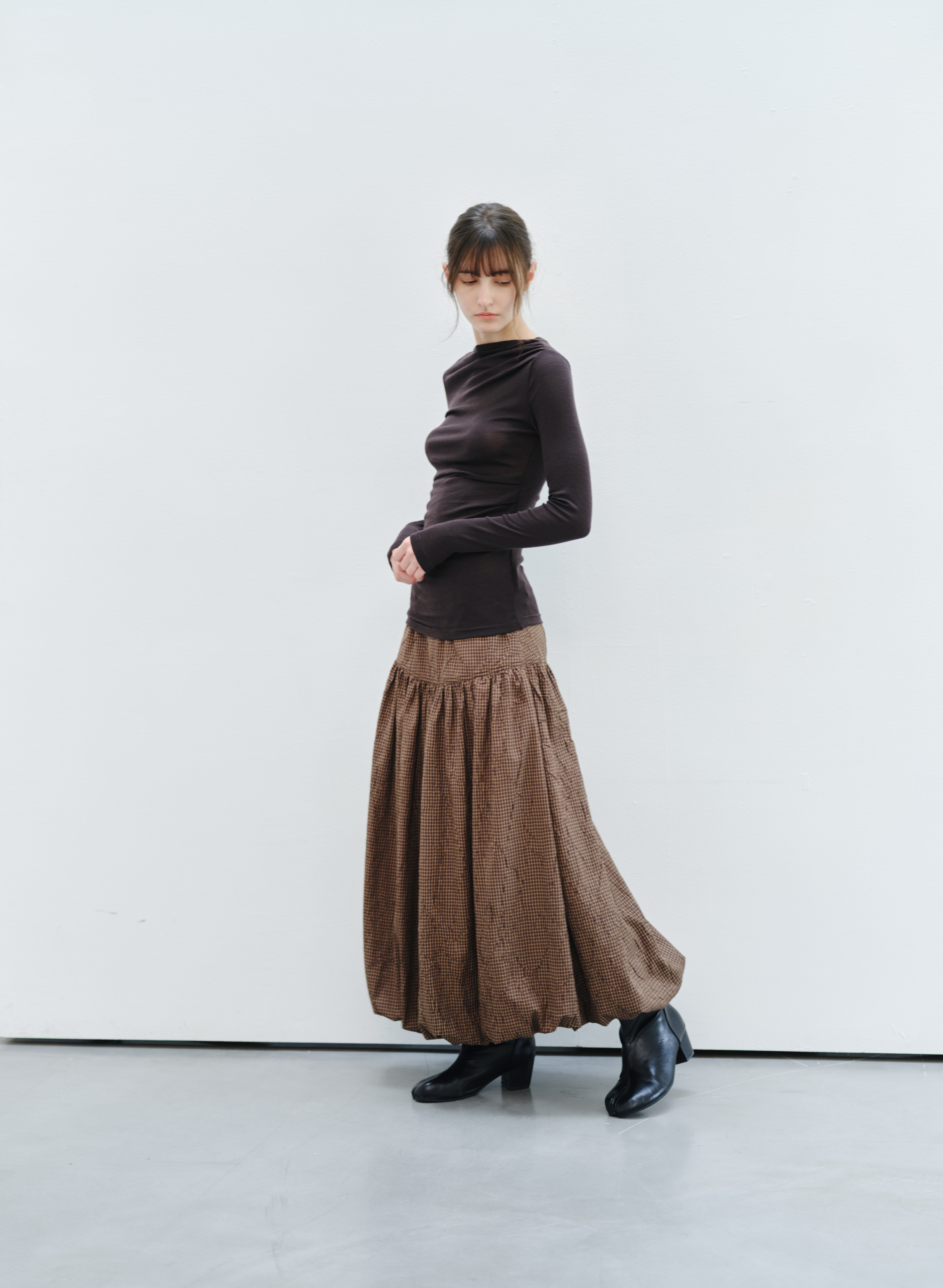 GRID CHECK BALLOON SKIRT