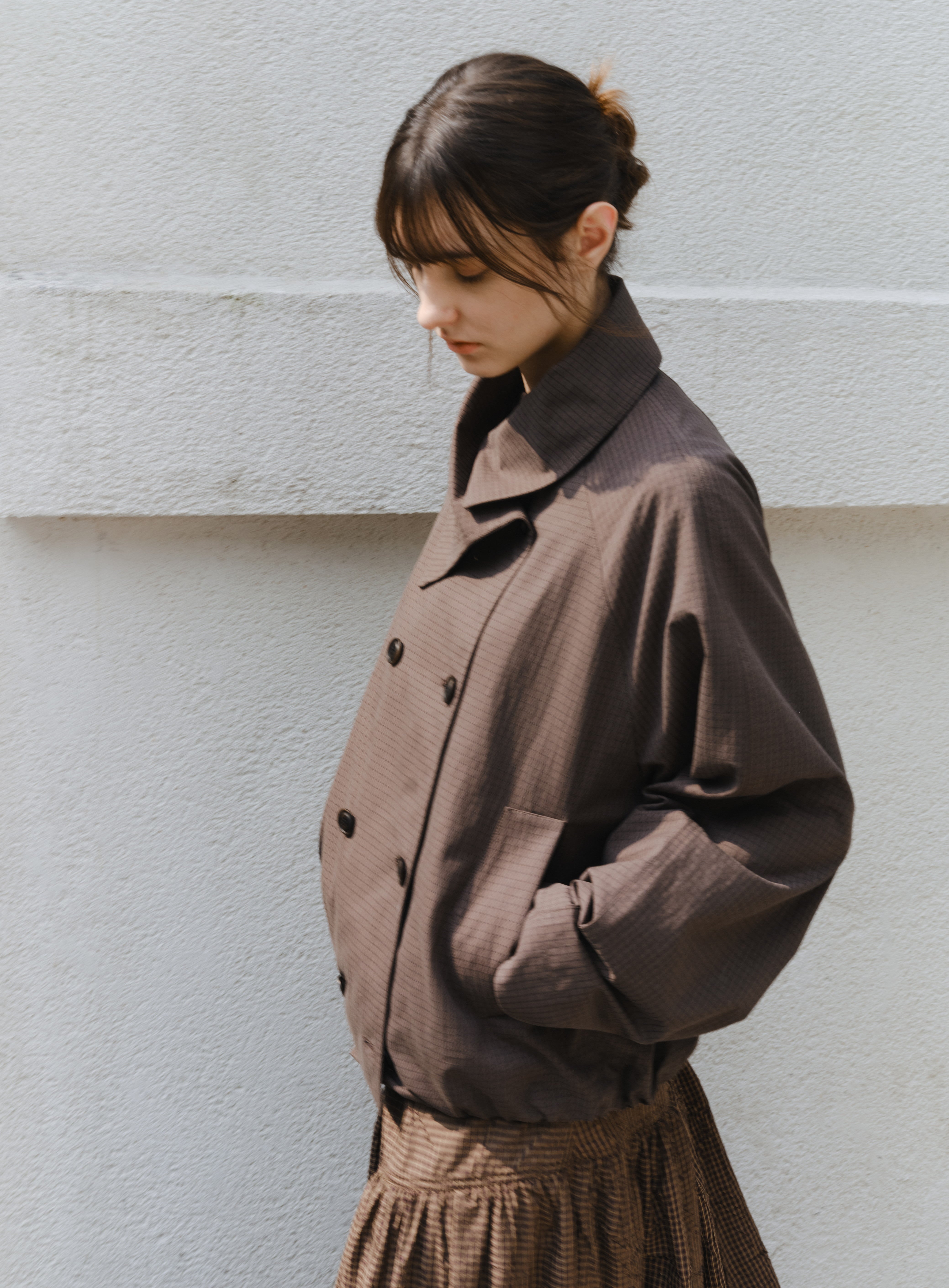 WRAP LAPEL SHORT TRENCH