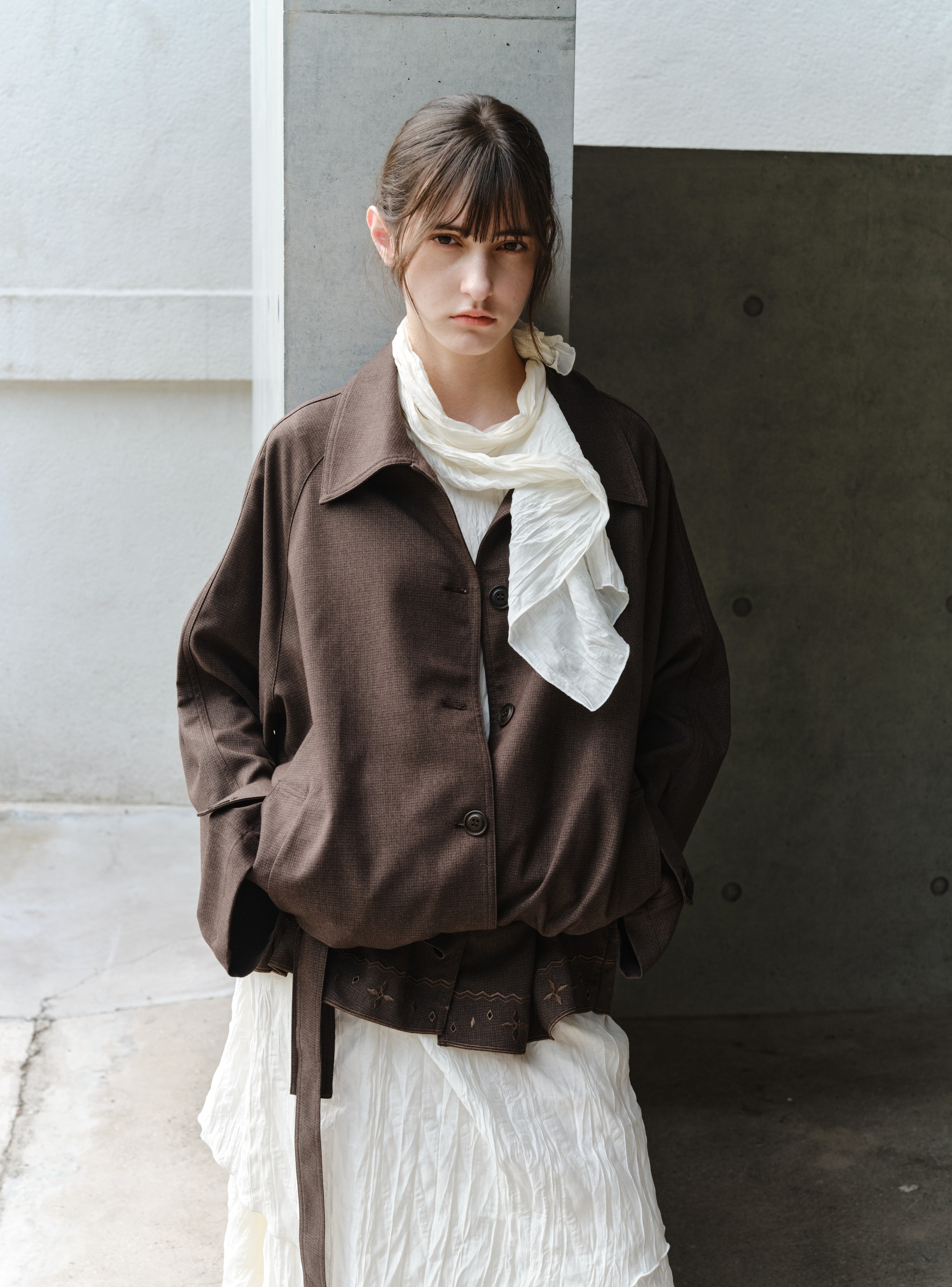EMBROIDERY HEM MIDI TRENCH