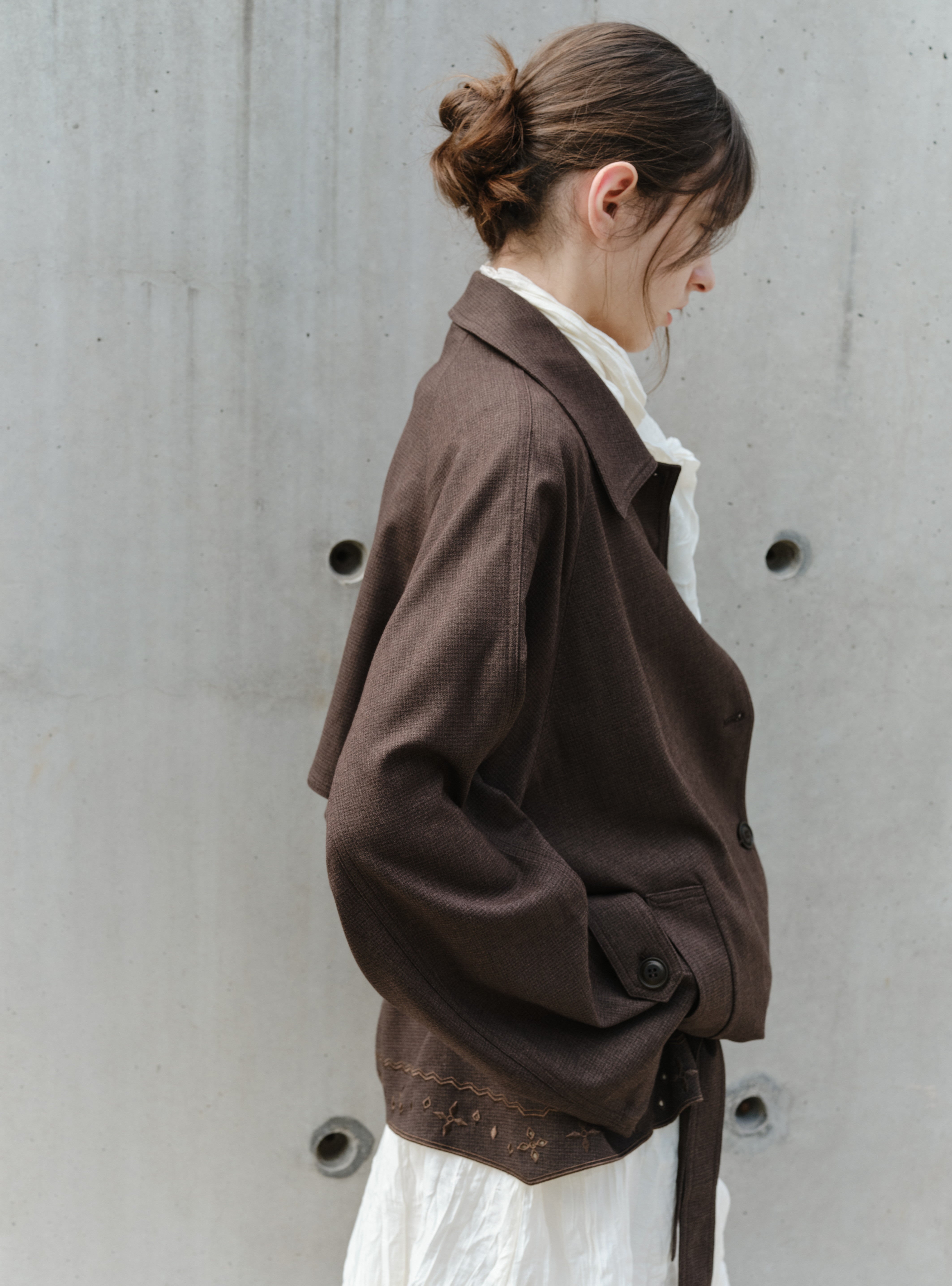 EMBROIDERY HEM MIDI TRENCH