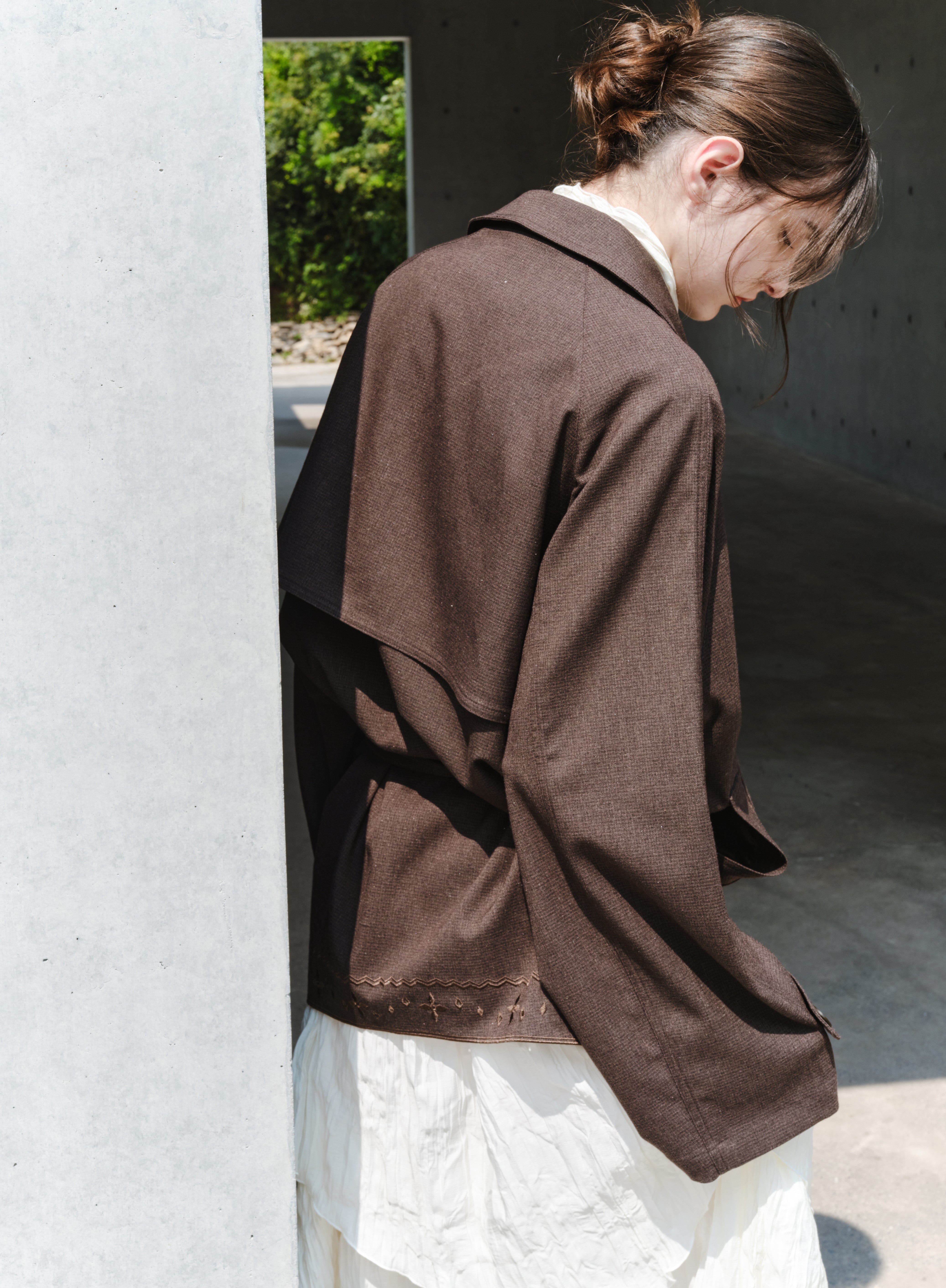 EMBROIDERY HEM MIDI TRENCH