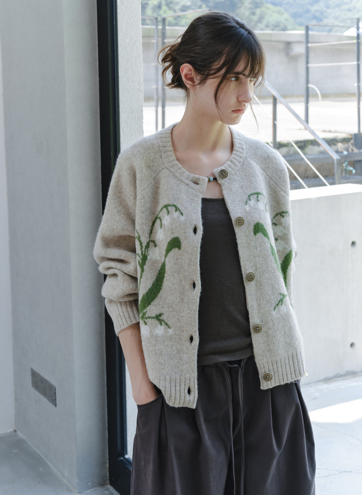 LILY PATTERN WARM CARDIGAN