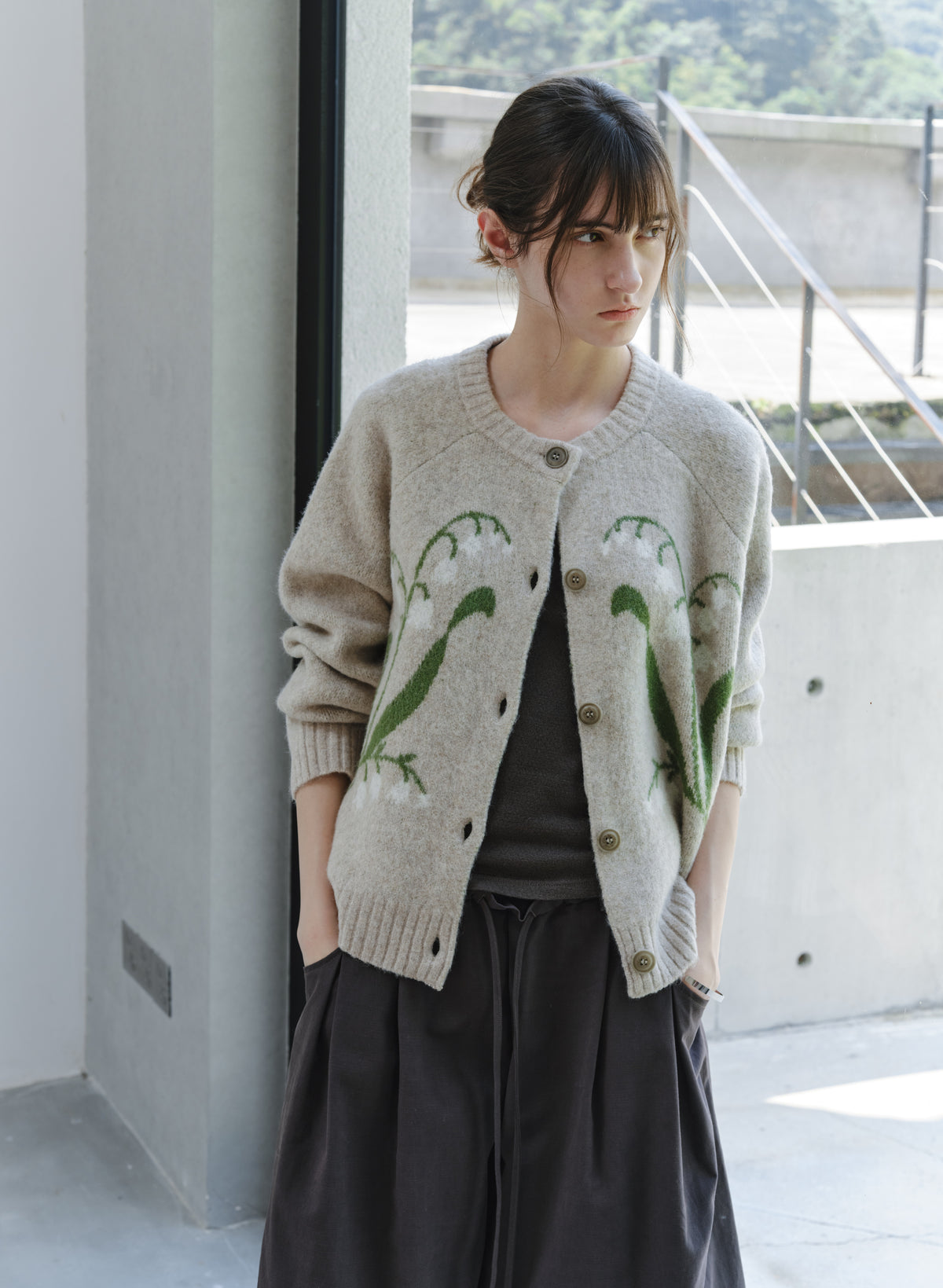 LILY PATTERN WARM CARDIGAN