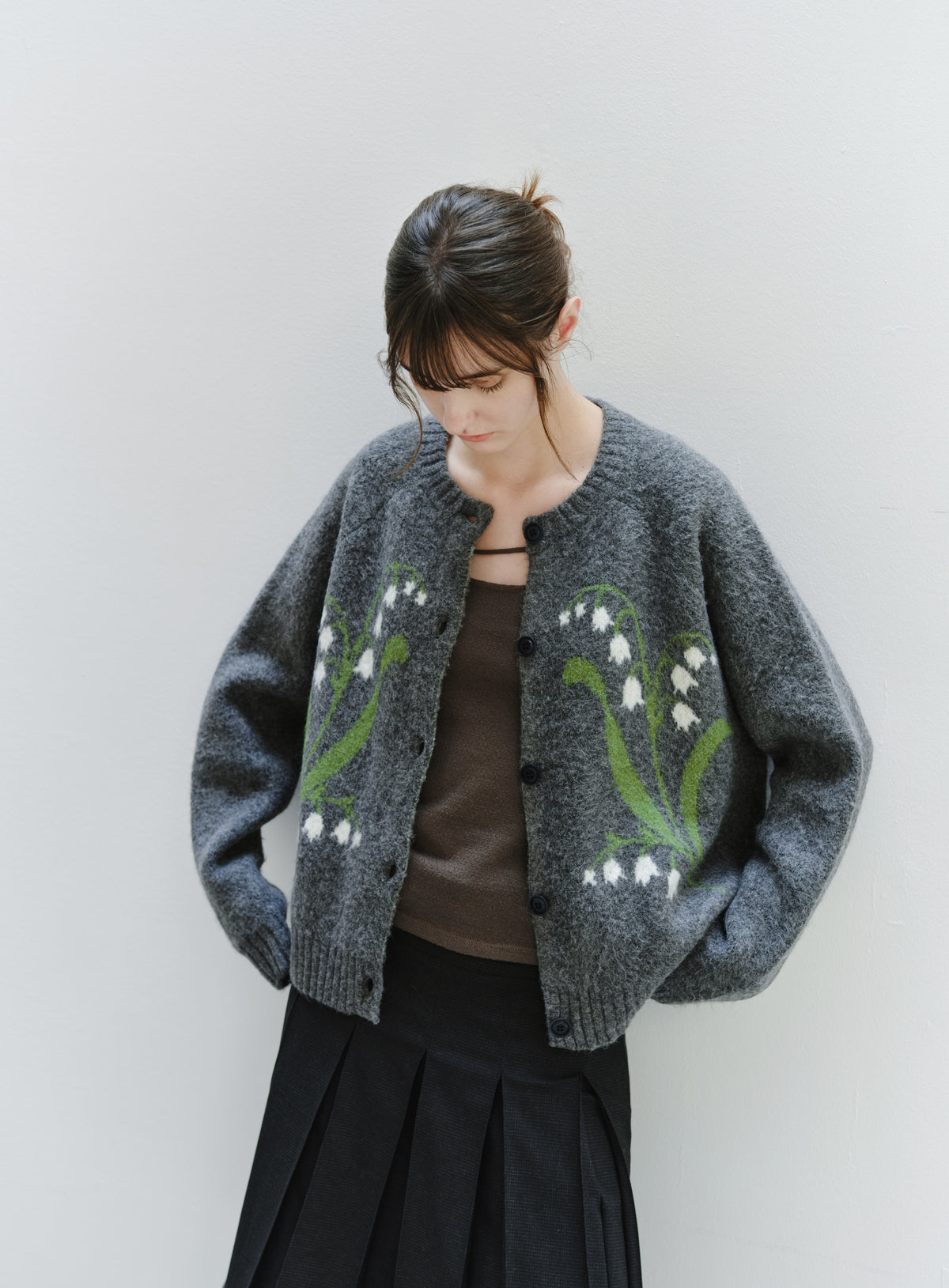 LILY PATTERN WARM CARDIGAN