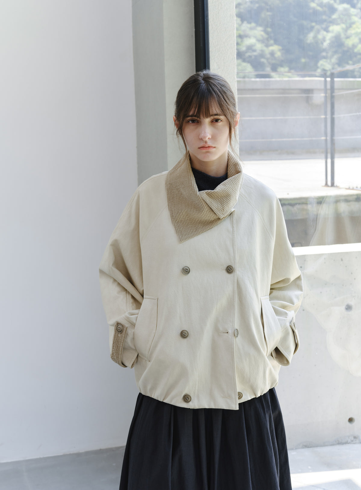 WRAP LAPEL LEATHER TRENCH