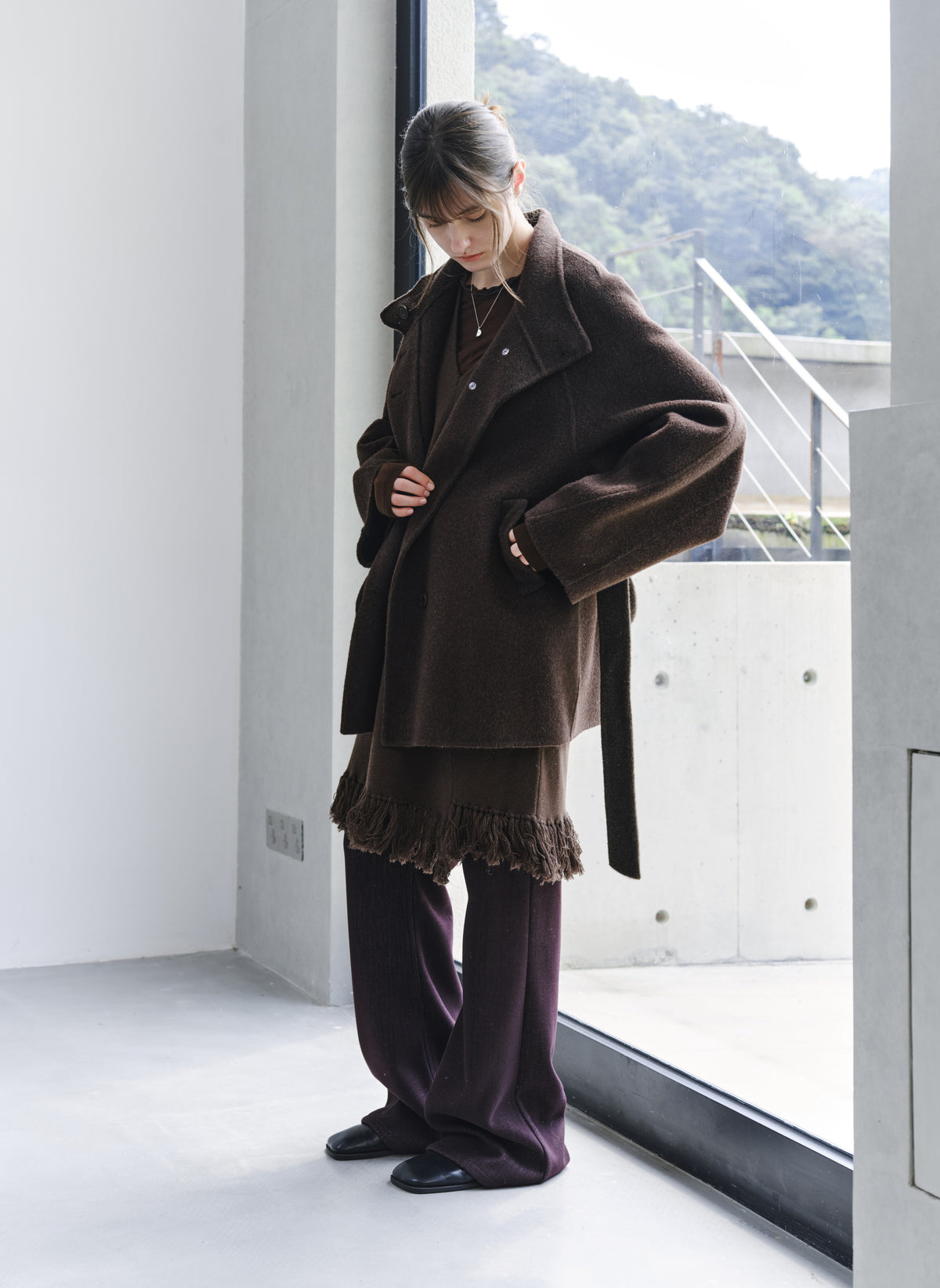 FEATHER WOOL100% MIDI COAT