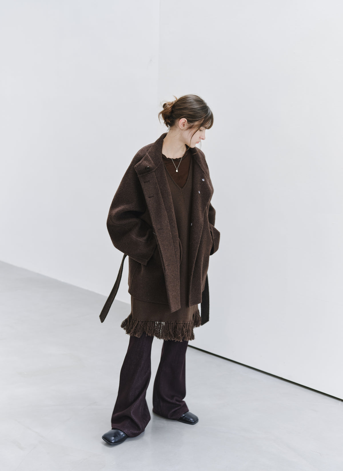 FEATHER WOOL100% MIDI COAT