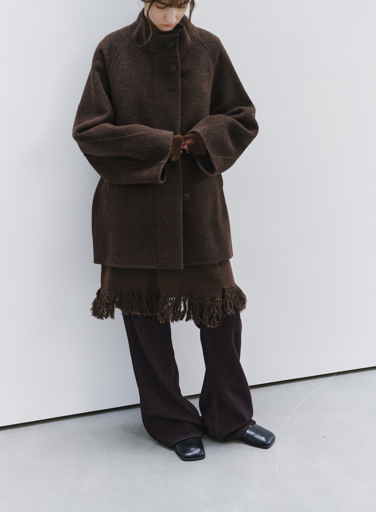FEATHER WOOL100% MIDI COAT