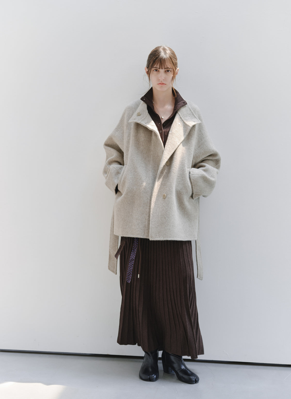 FEATHER WOOL100% MIDI COAT